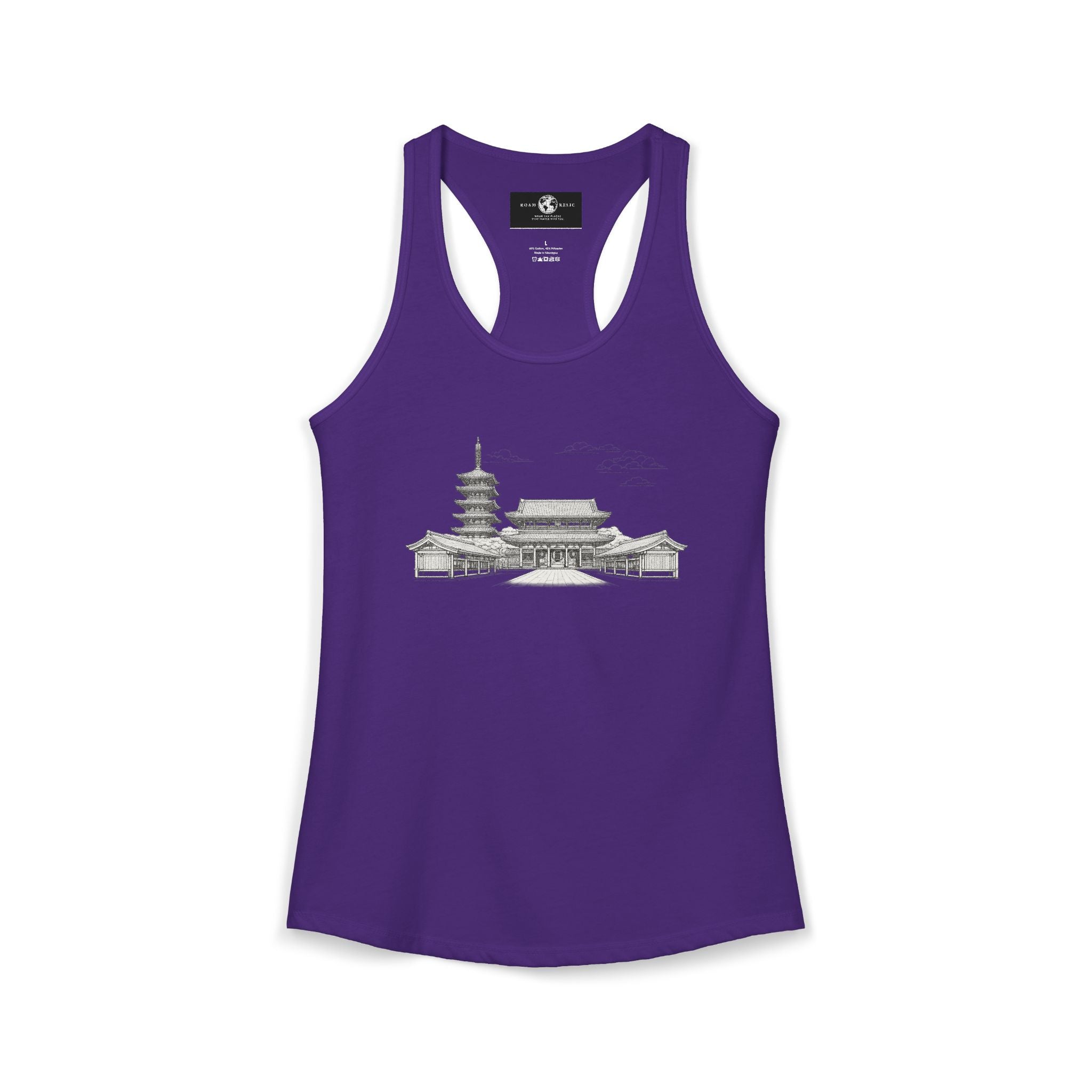 Asakusa Senso-ji Temple Racerback Tank — Minimal Outline Japan Travel Tee