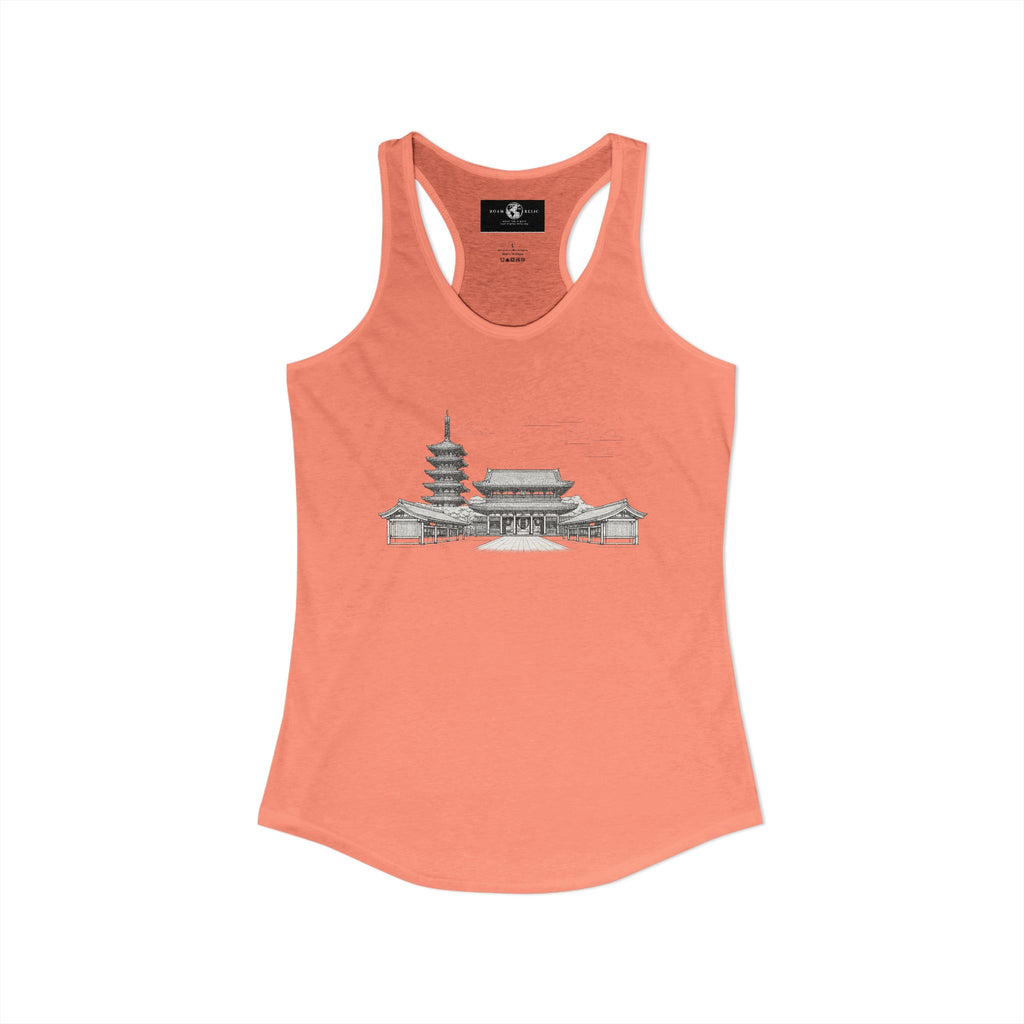 Asakusa Senso-ji Temple Racerback Tank — Minimal Outline Japan Travel Tee