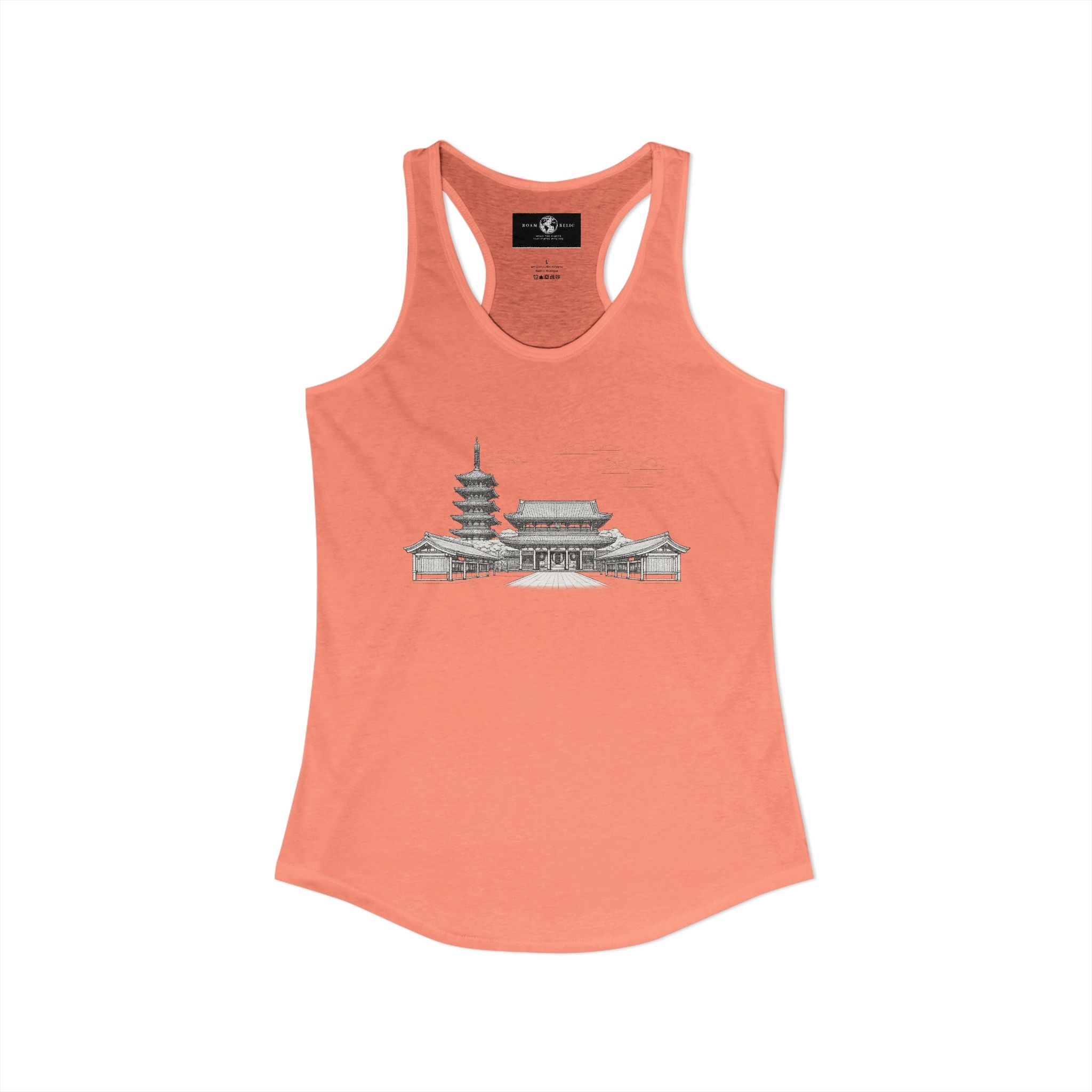 Asakusa Senso-ji Temple Racerback Tank — Minimal Outline Japan Travel Tee