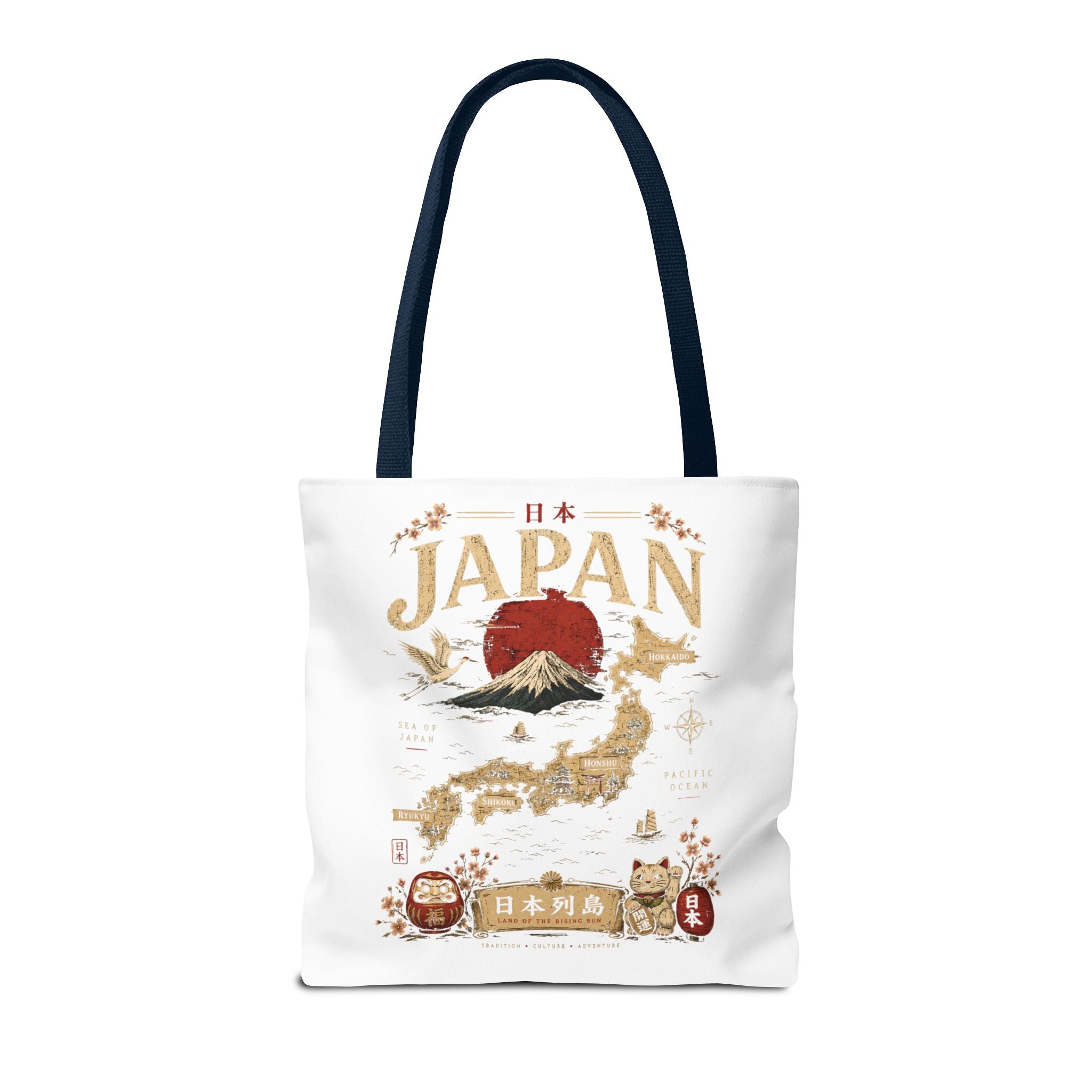 Japan Map Tote Bag – Mount Fuji & Rising Sun Travel Tote