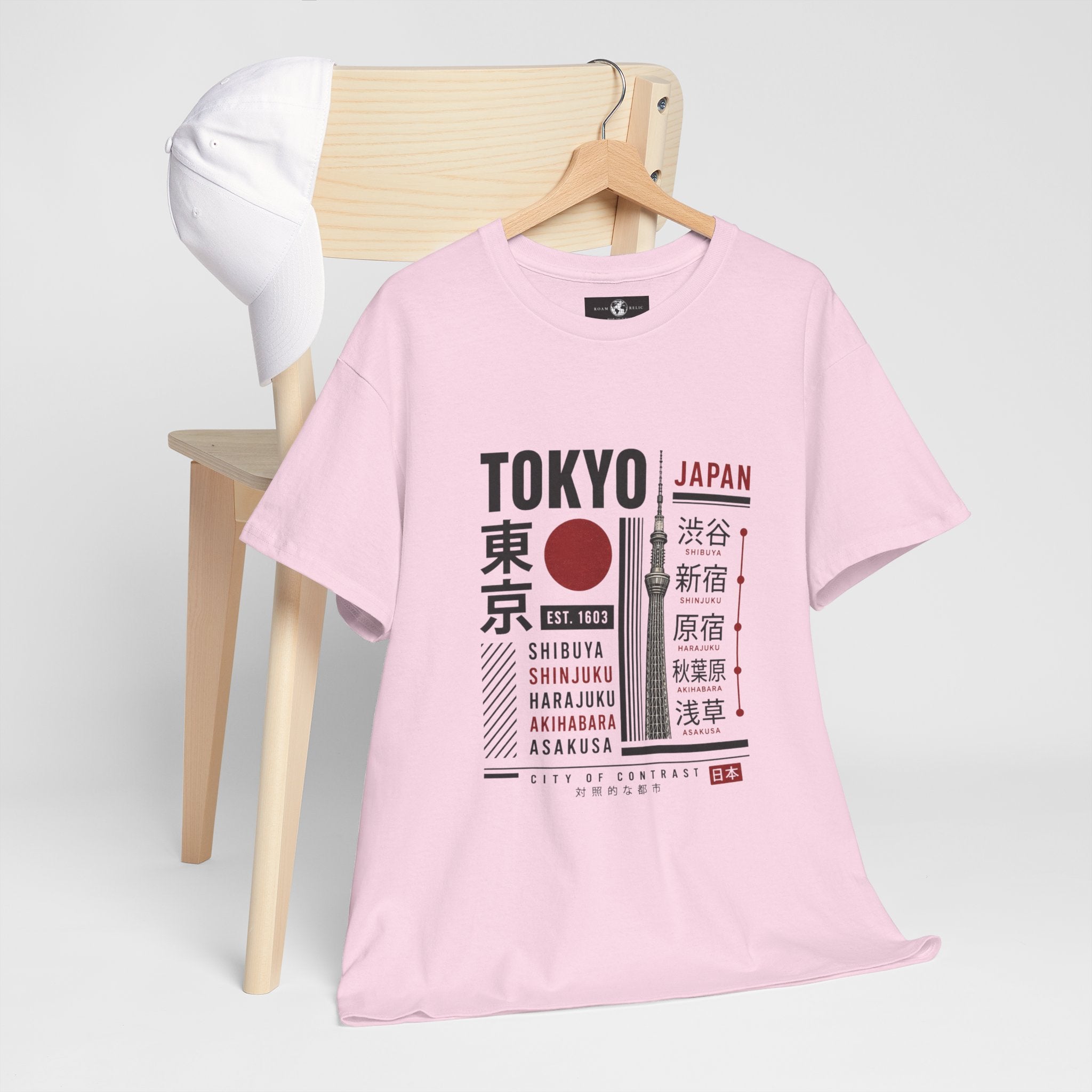 Tokyo Japan Graphic T-Shirt – Kanji City Names & Red Sun Travel Tee