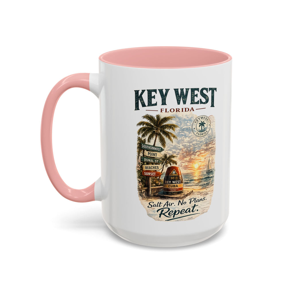Key West Florida Coffee Mug - 'Salt Air. No Plans. Repeat.' Beach Souvenir Accent Mug (11/15oz)