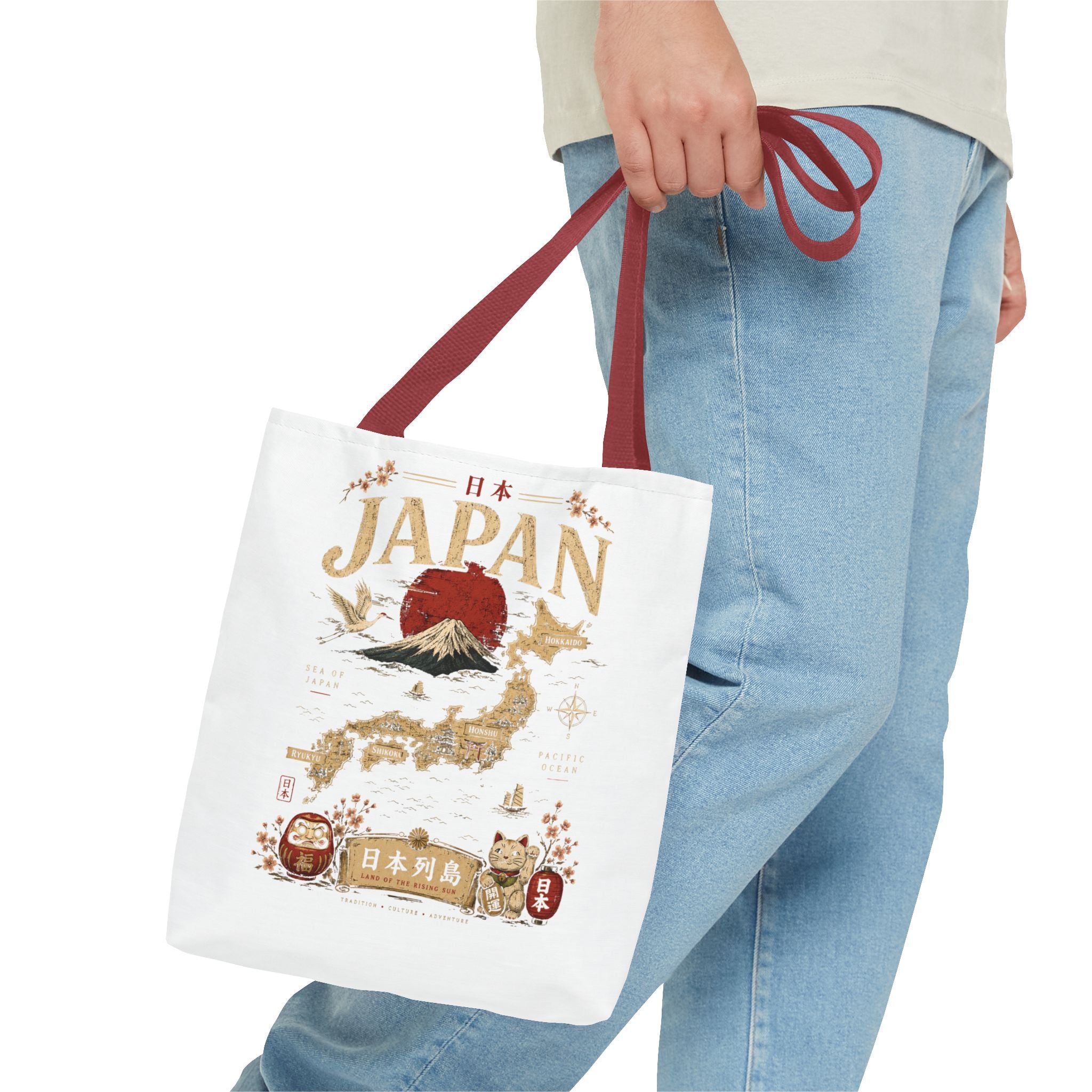 Japan Map Tote Bag – Mount Fuji & Rising Sun Travel Tote