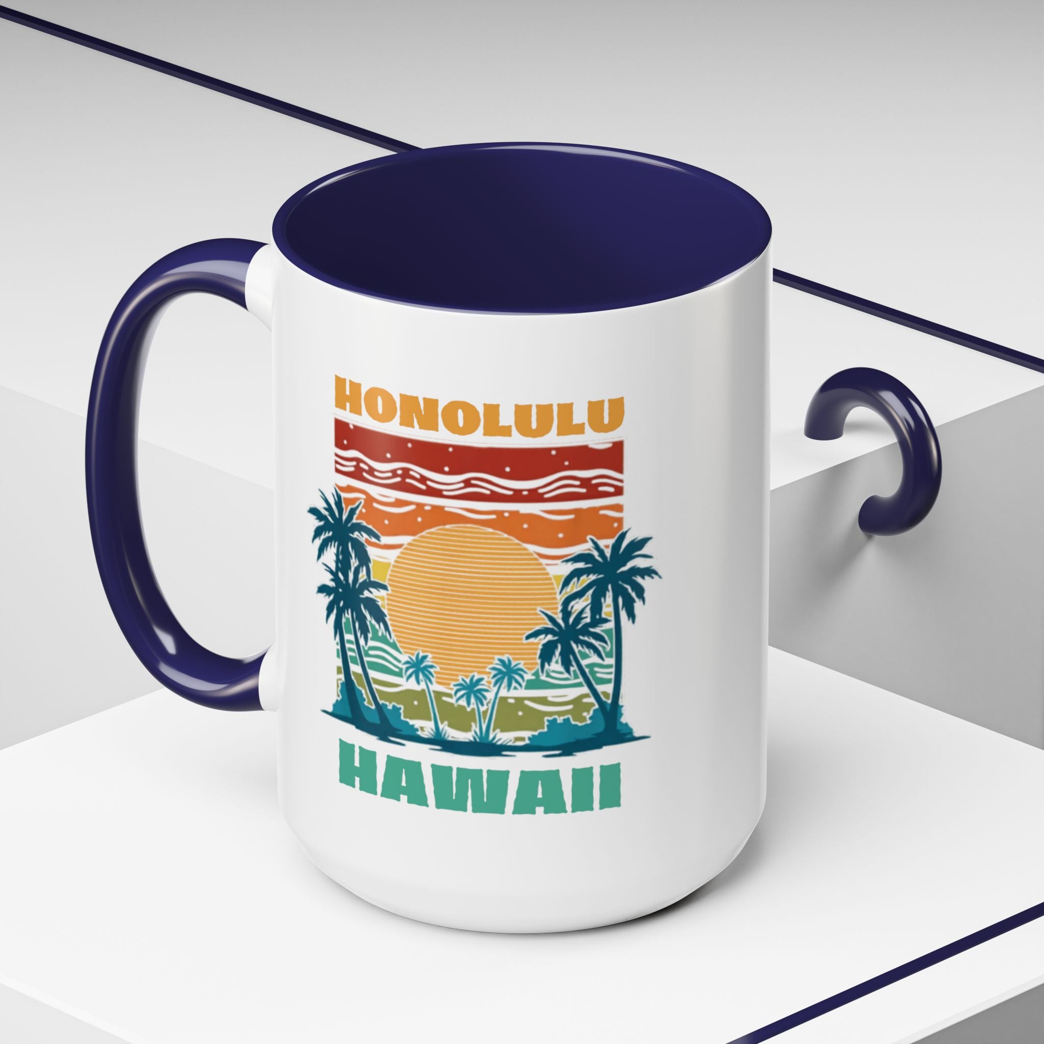 Honolulu Hawaii Vintage Sunset Coffee Mug (11/15oz)