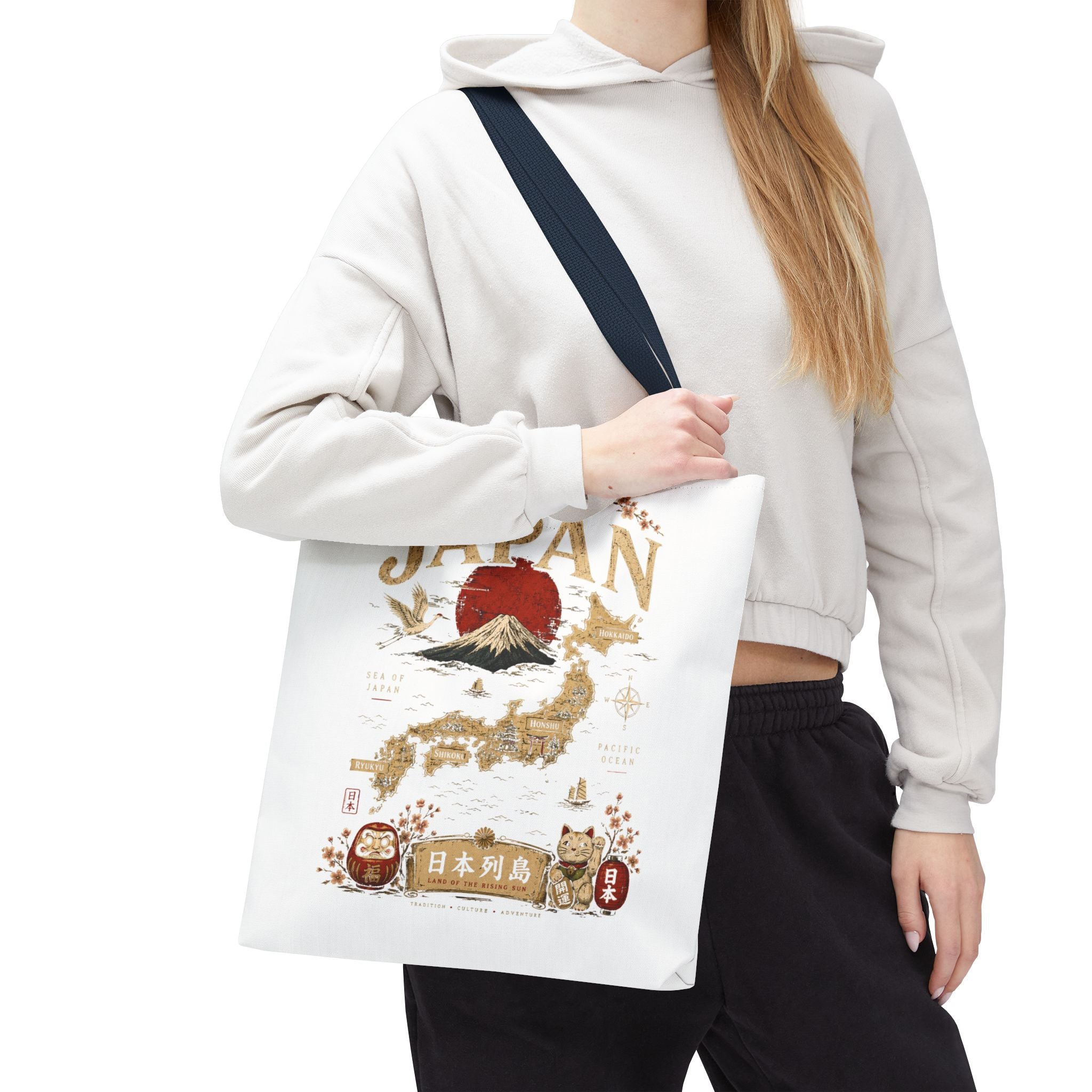 Japan Map Tote Bag – Mount Fuji & Rising Sun Travel Tote