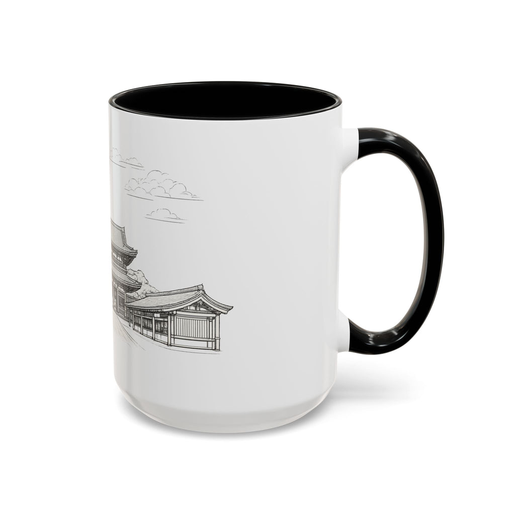 Senso-ji Temple Accent Coffee Mug — Asakusa Japan Minimal Outline Design (11/15oz)