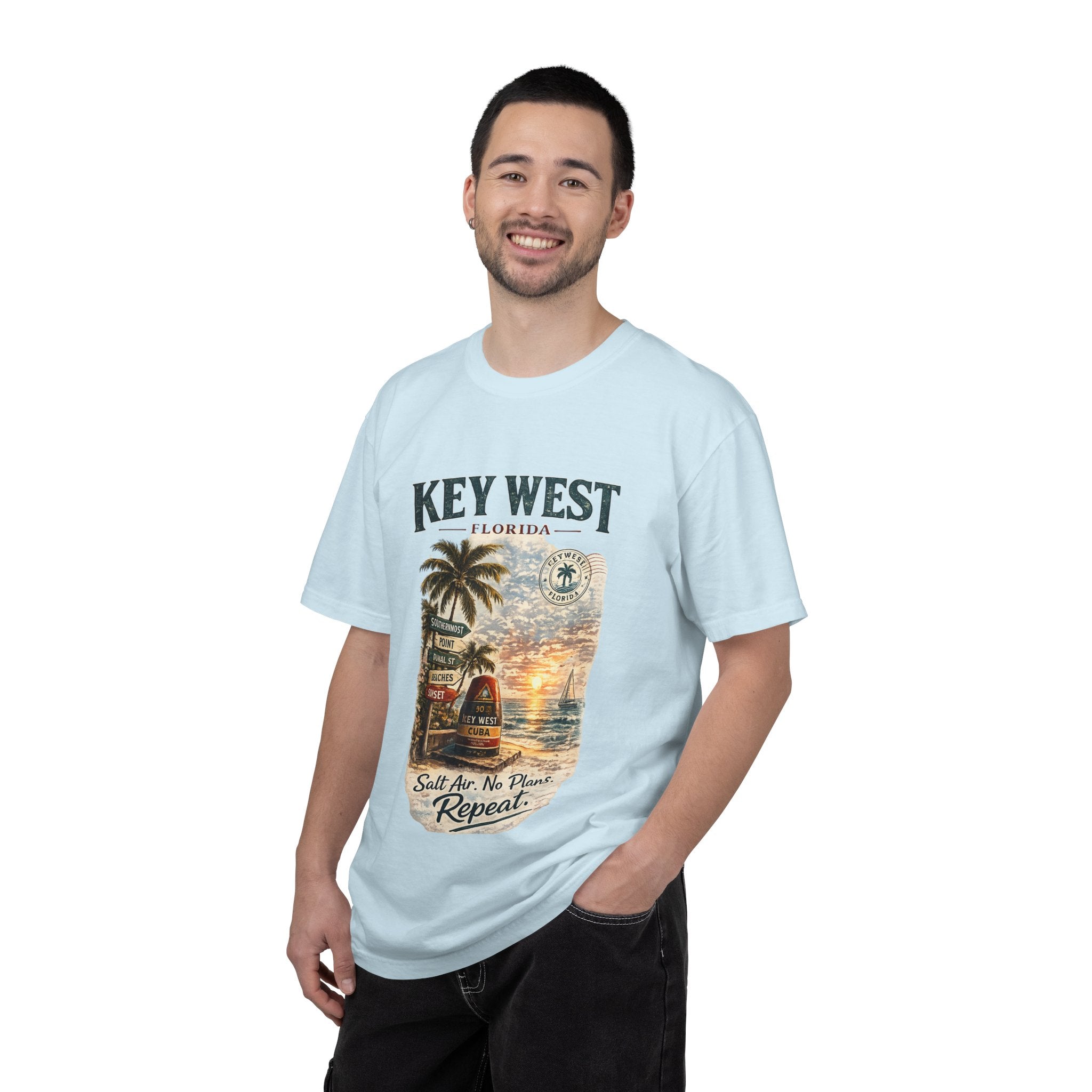 Key West Florida Sunset T‑Shirt — "Salt Air, No Plans, Repeat" Beach Tee