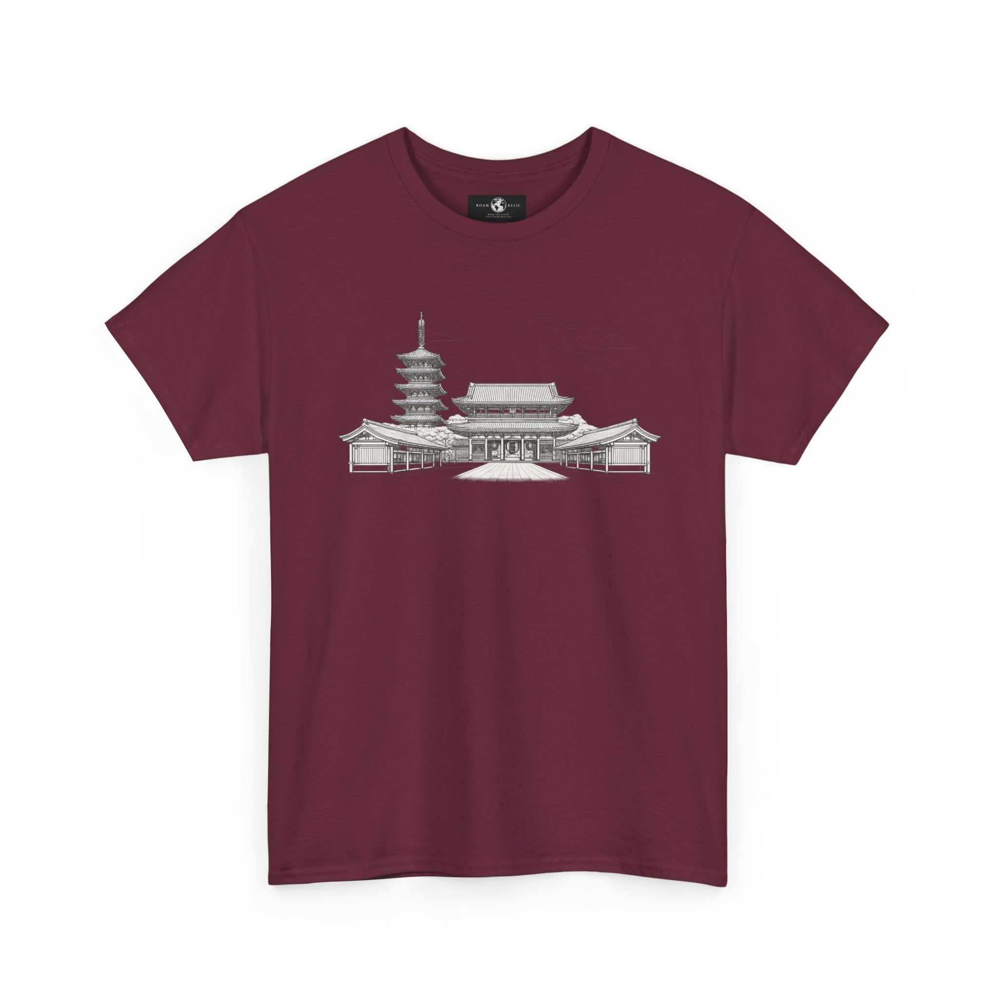 Senso‑ji Temple Outline Tee — Asakusa Japan Travel Graphic Shirt