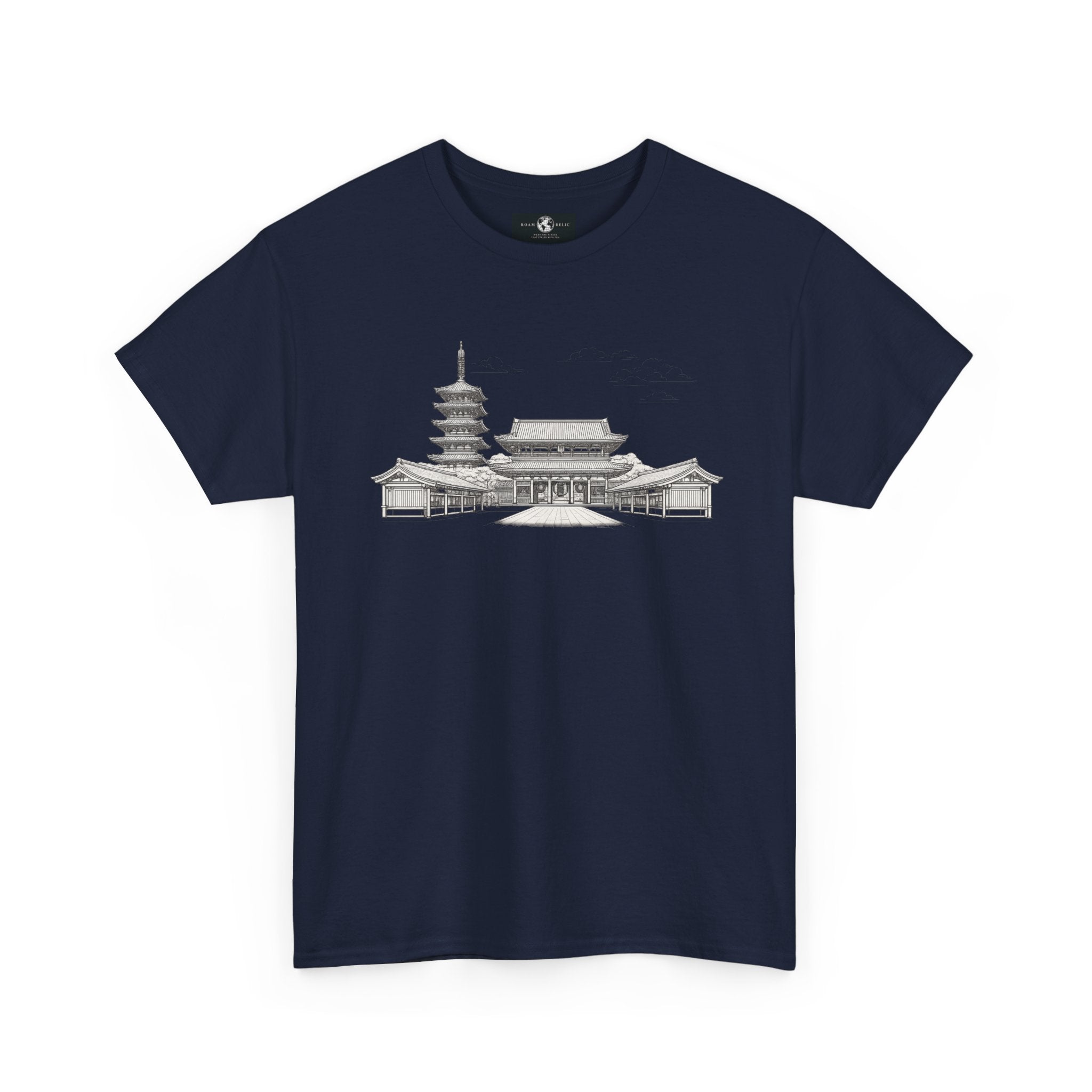 Senso‑ji Temple Outline Tee — Asakusa Japan Travel Graphic Shirt