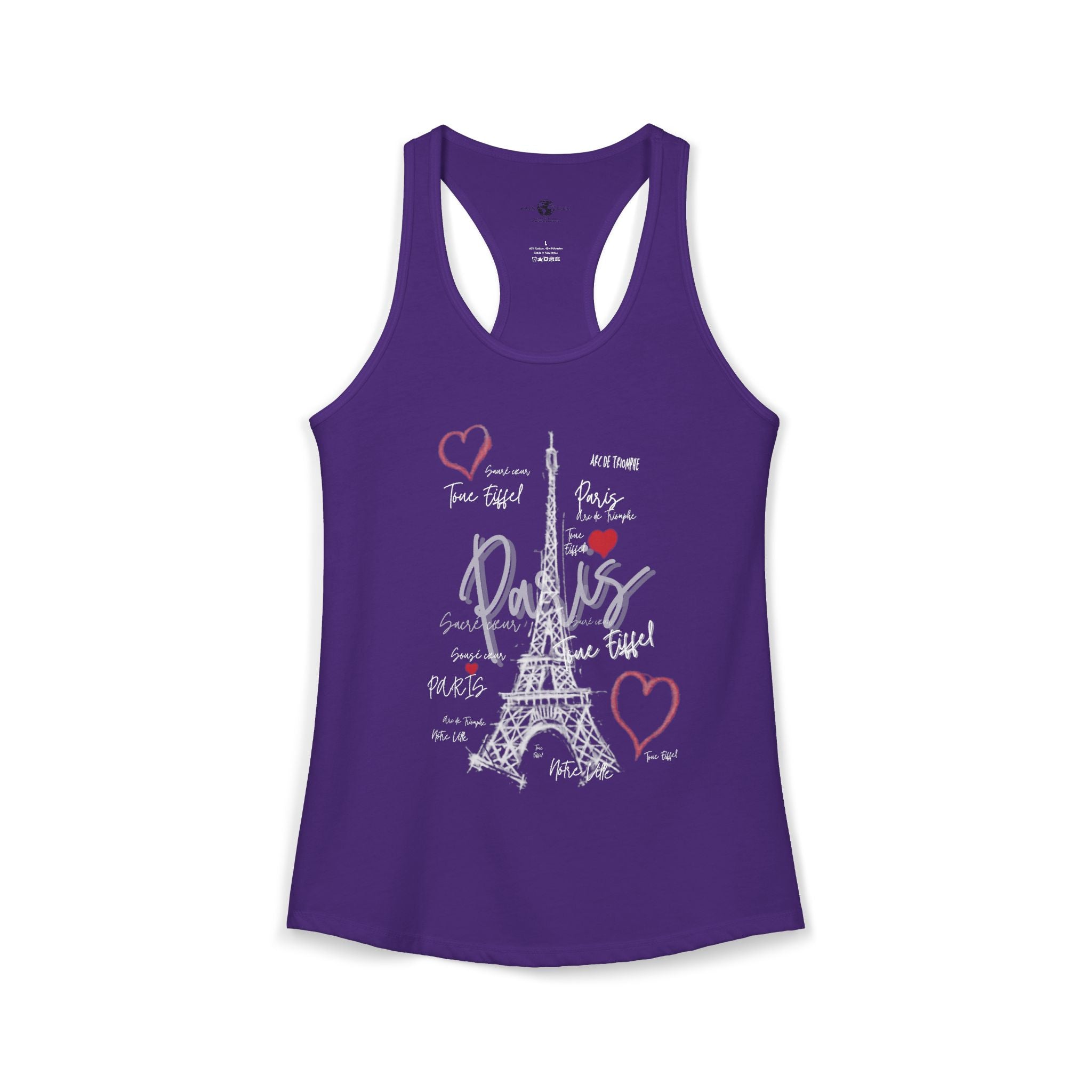 Paris Memories Racerback Tank — Chalky Graffiti Eiffel Tower Art