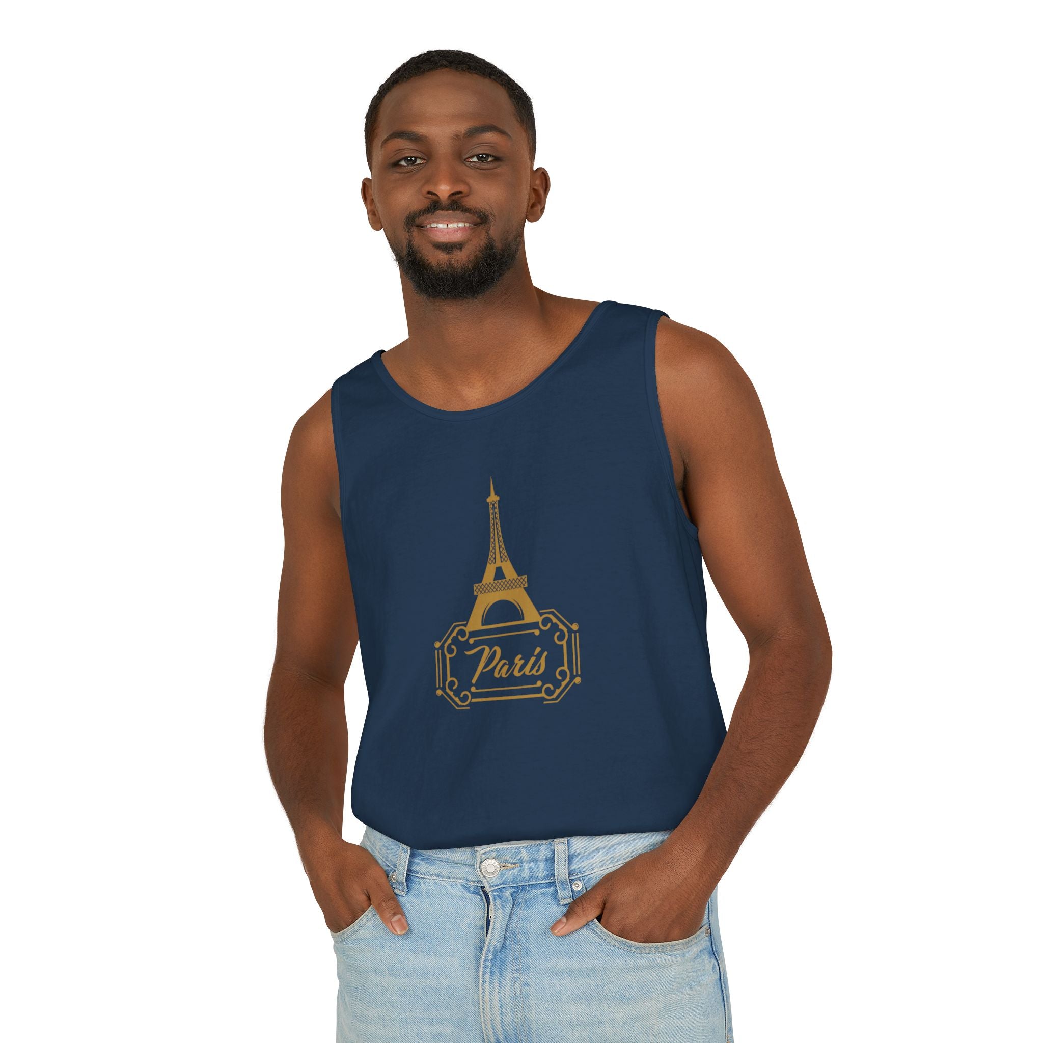 Paris Eiffel Tower Tank Top — Elegant Gold Paris Graphic