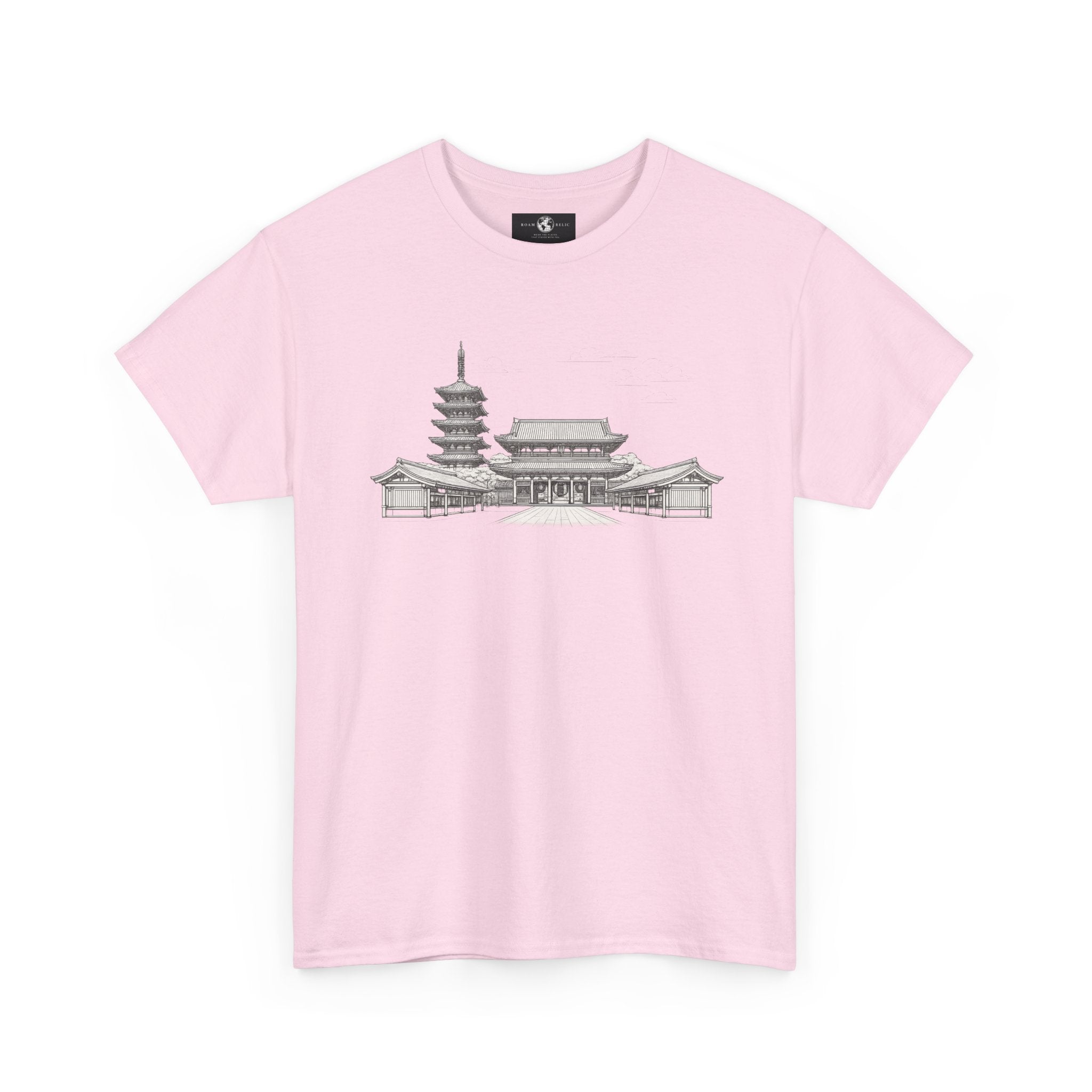 Senso‑ji Temple Outline Tee — Asakusa Japan Travel Graphic Shirt
