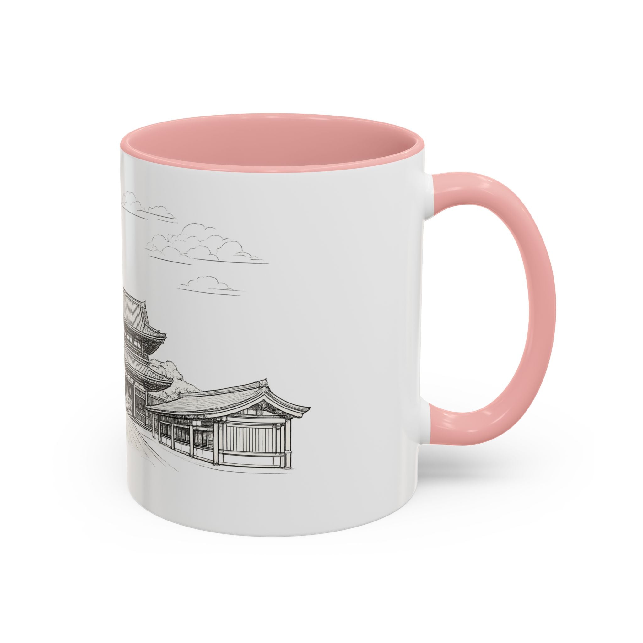 Senso-ji Temple Accent Coffee Mug — Asakusa Japan Minimal Outline Design (11/15oz)