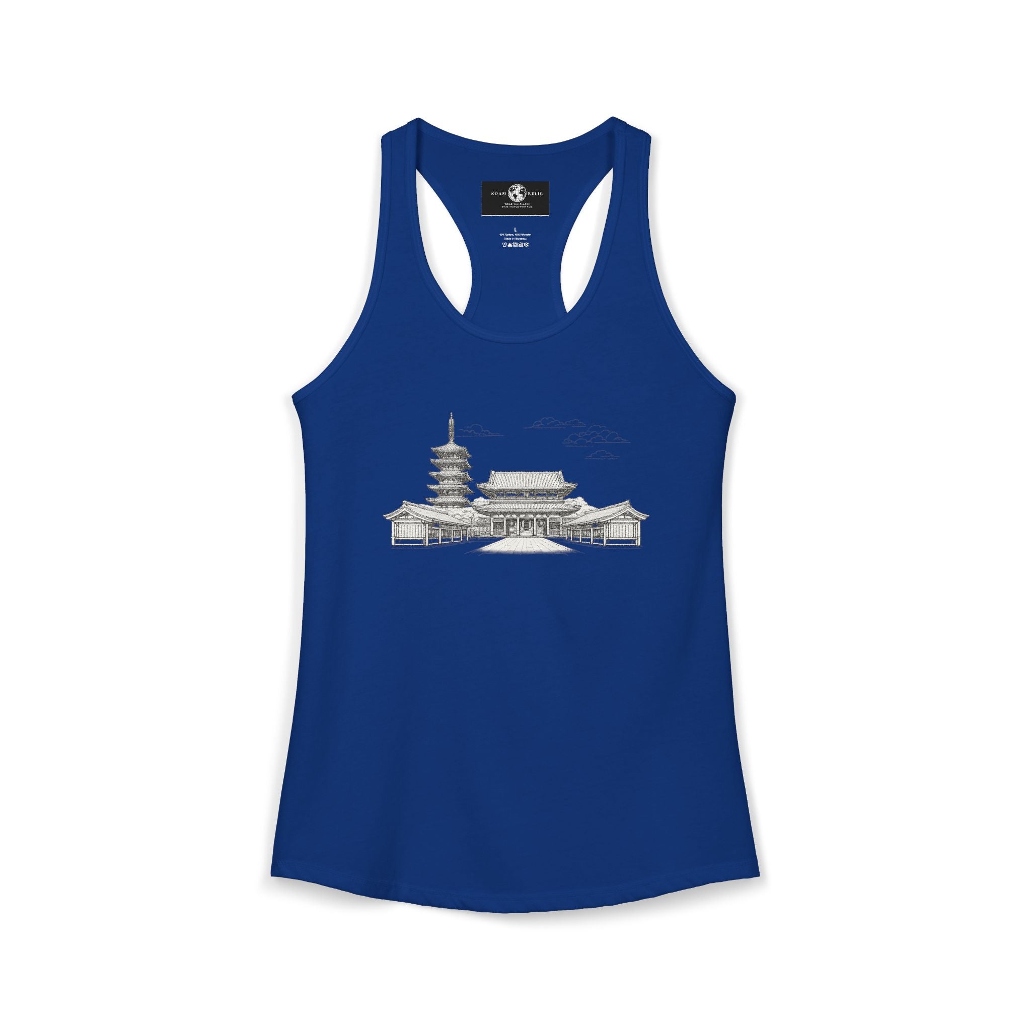 Asakusa Senso-ji Temple Racerback Tank — Minimal Outline Japan Travel Tee