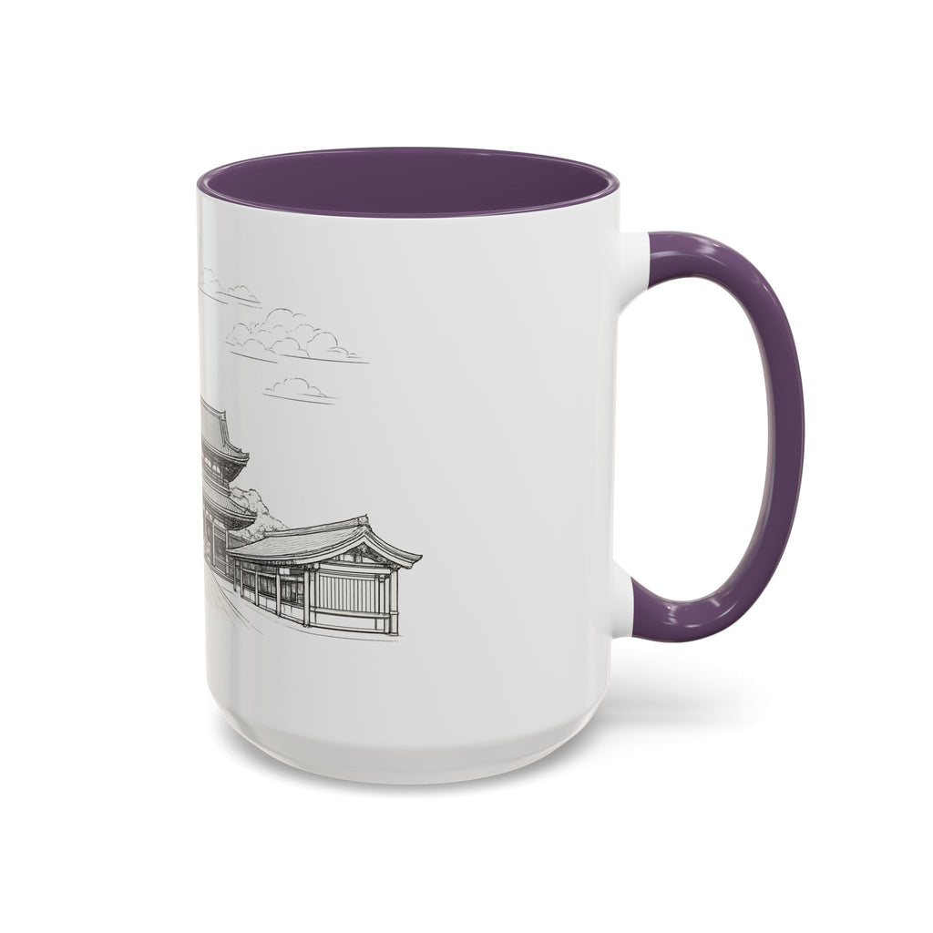 Senso-ji Temple Accent Coffee Mug — Asakusa Japan Minimal Outline Design (11/15oz)