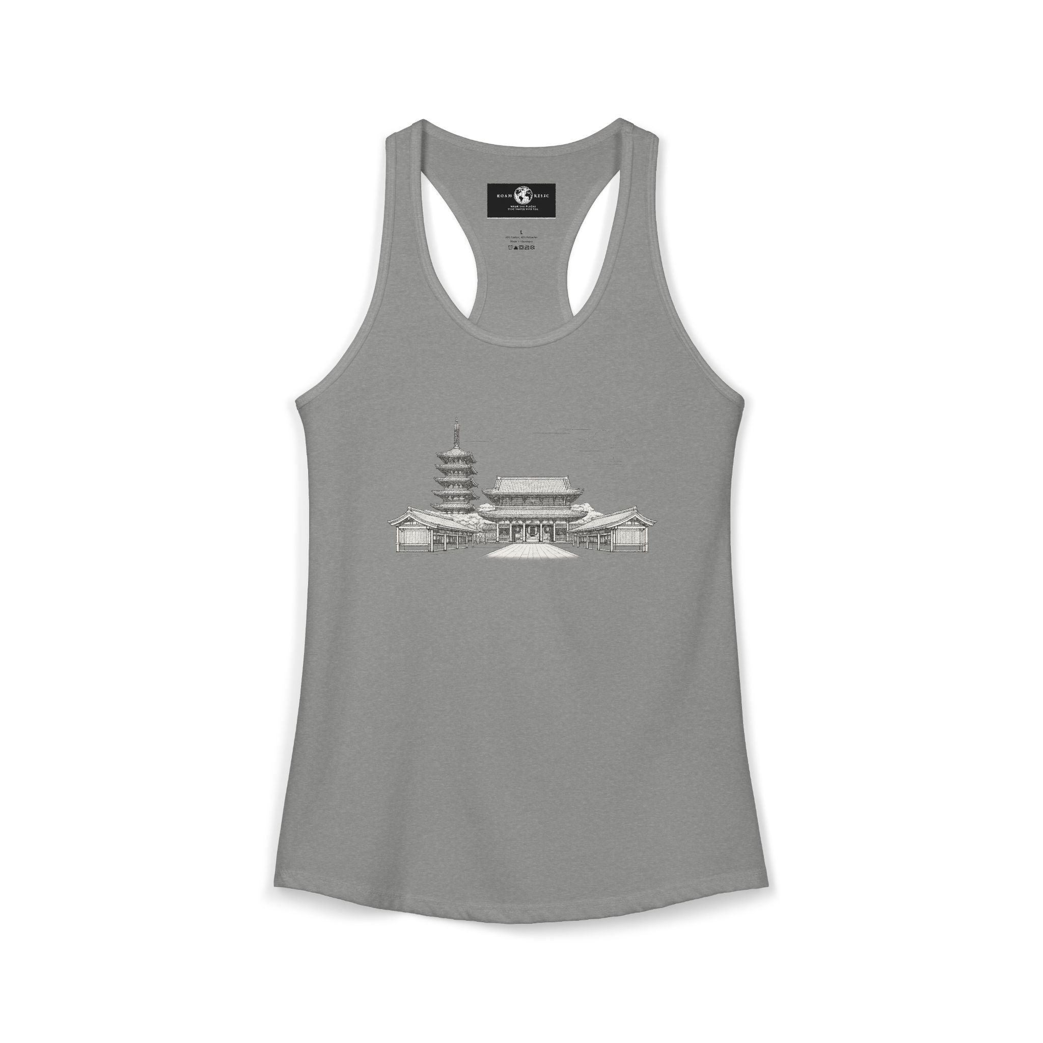 Asakusa Senso-ji Temple Racerback Tank — Minimal Outline Japan Travel Tee