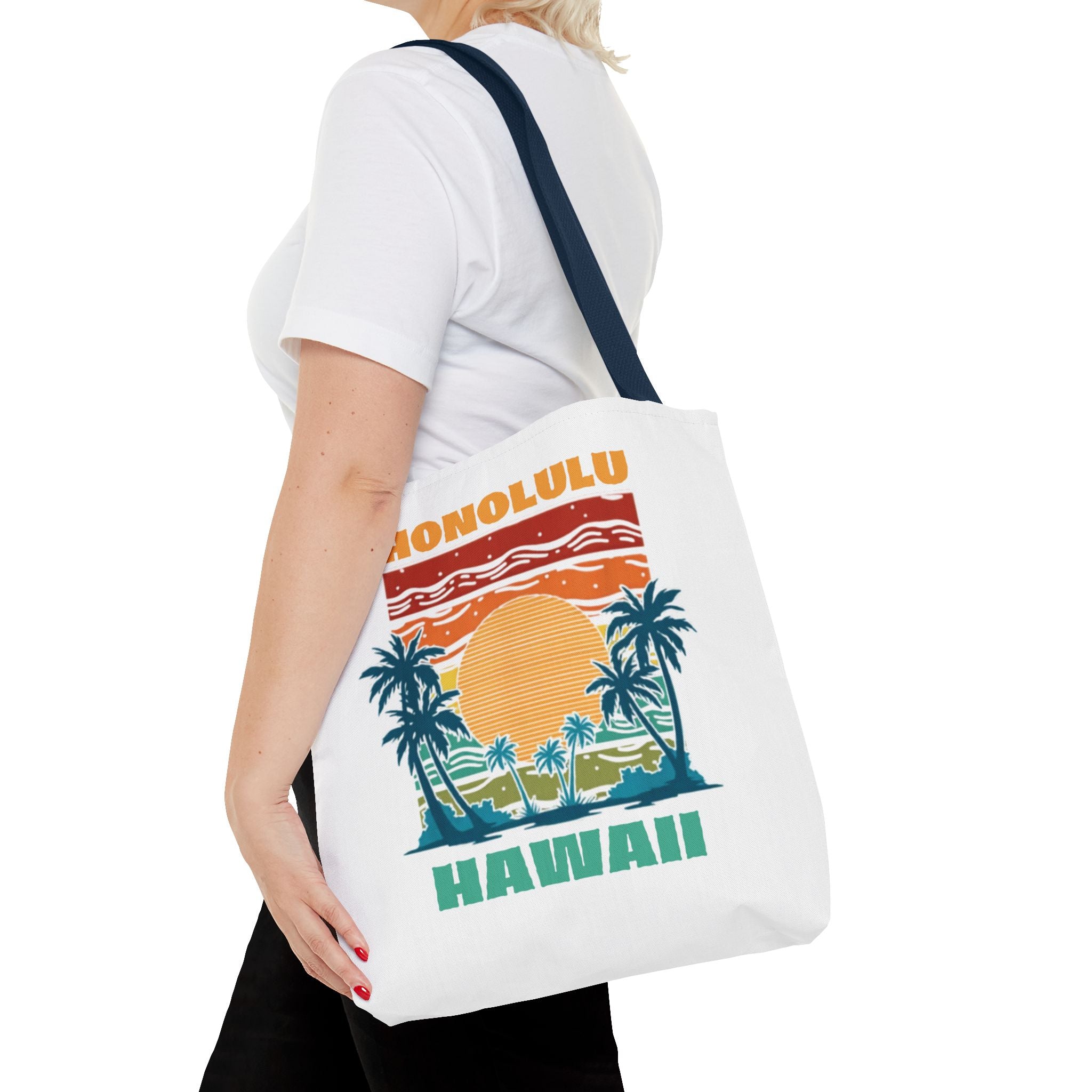 Honolulu Hawaii Sunset Tote Bag – Vintage Palm Beach Vacation Tote