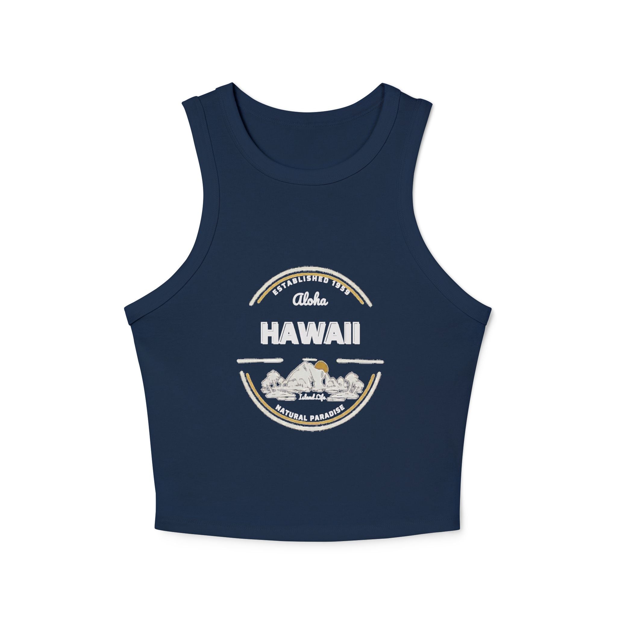 Hawaii Sunset Racer Tank Top — Vintage Island Graphic