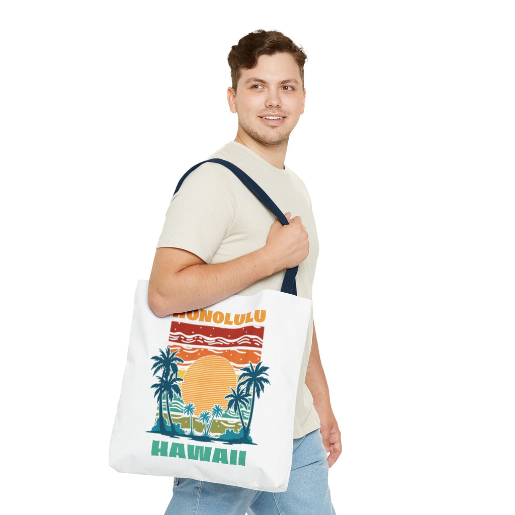 Honolulu Hawaii Sunset Tote Bag – Vintage Palm Beach Vacation Tote