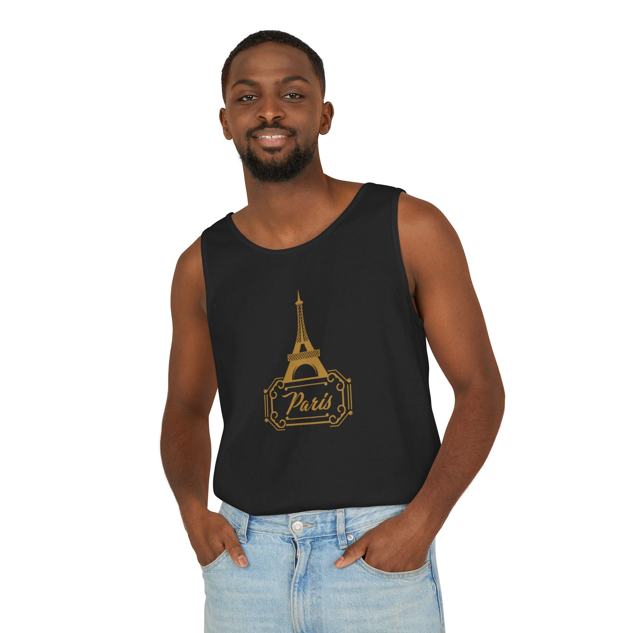 Paris Eiffel Tower Tank Top — Elegant Gold Paris Graphic