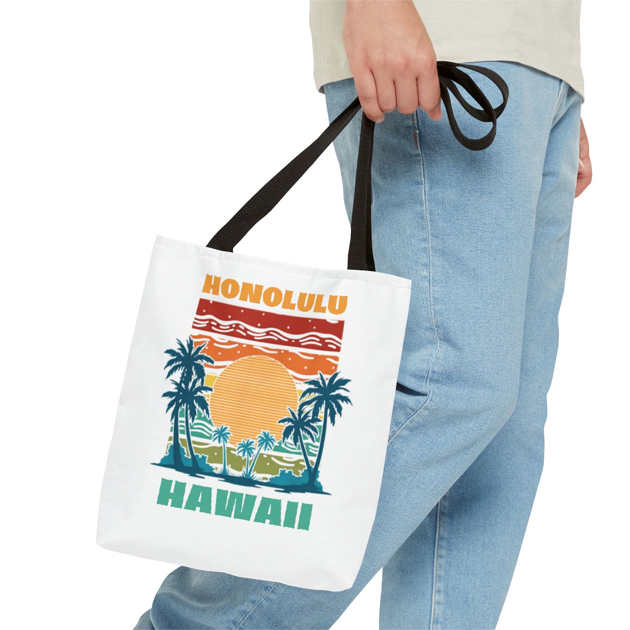 Honolulu Hawaii Sunset Tote Bag – Vintage Palm Beach Vacation Tote
