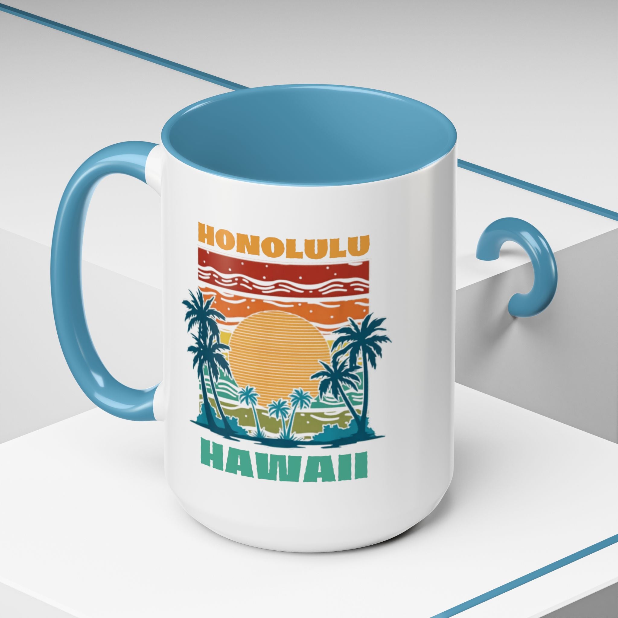 Honolulu Hawaii Vintage Sunset Coffee Mug (11/15oz)