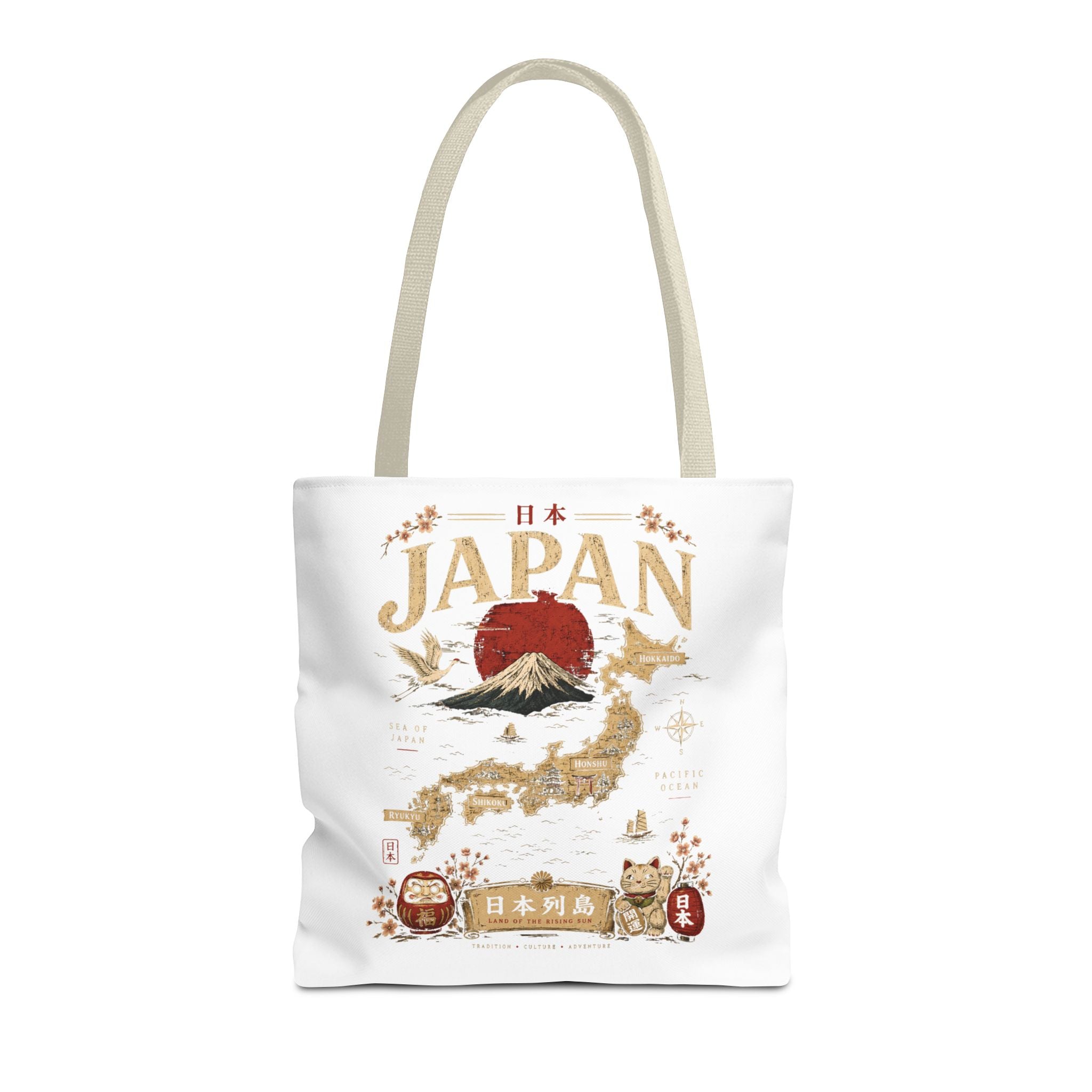 Japan Map Tote Bag – Mount Fuji & Rising Sun Travel Tote