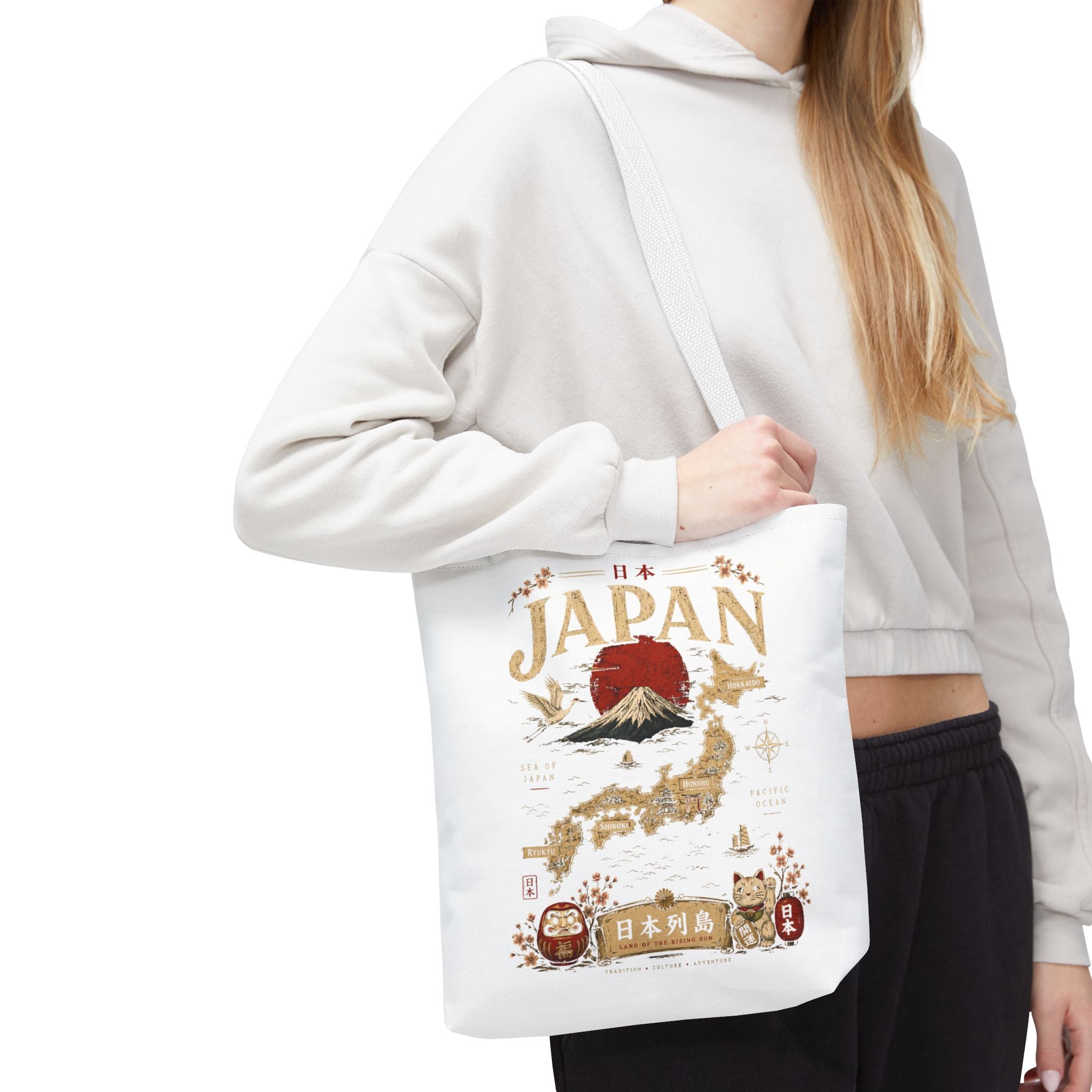 Japan Map Tote Bag – Mount Fuji & Rising Sun Travel Tote