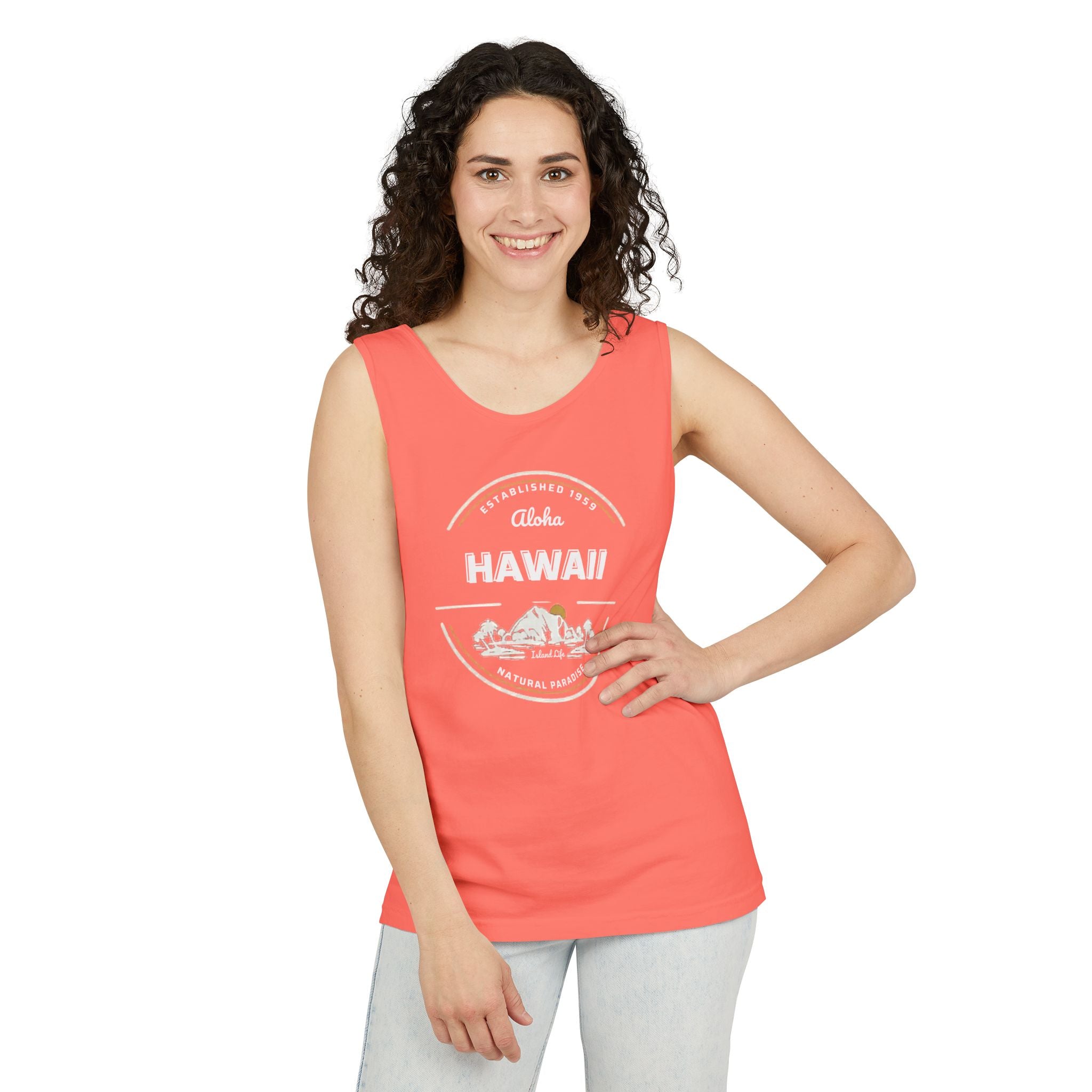 Hawaii Aloha Island Vintage Tank Top — Coral Beach Vacation Tee