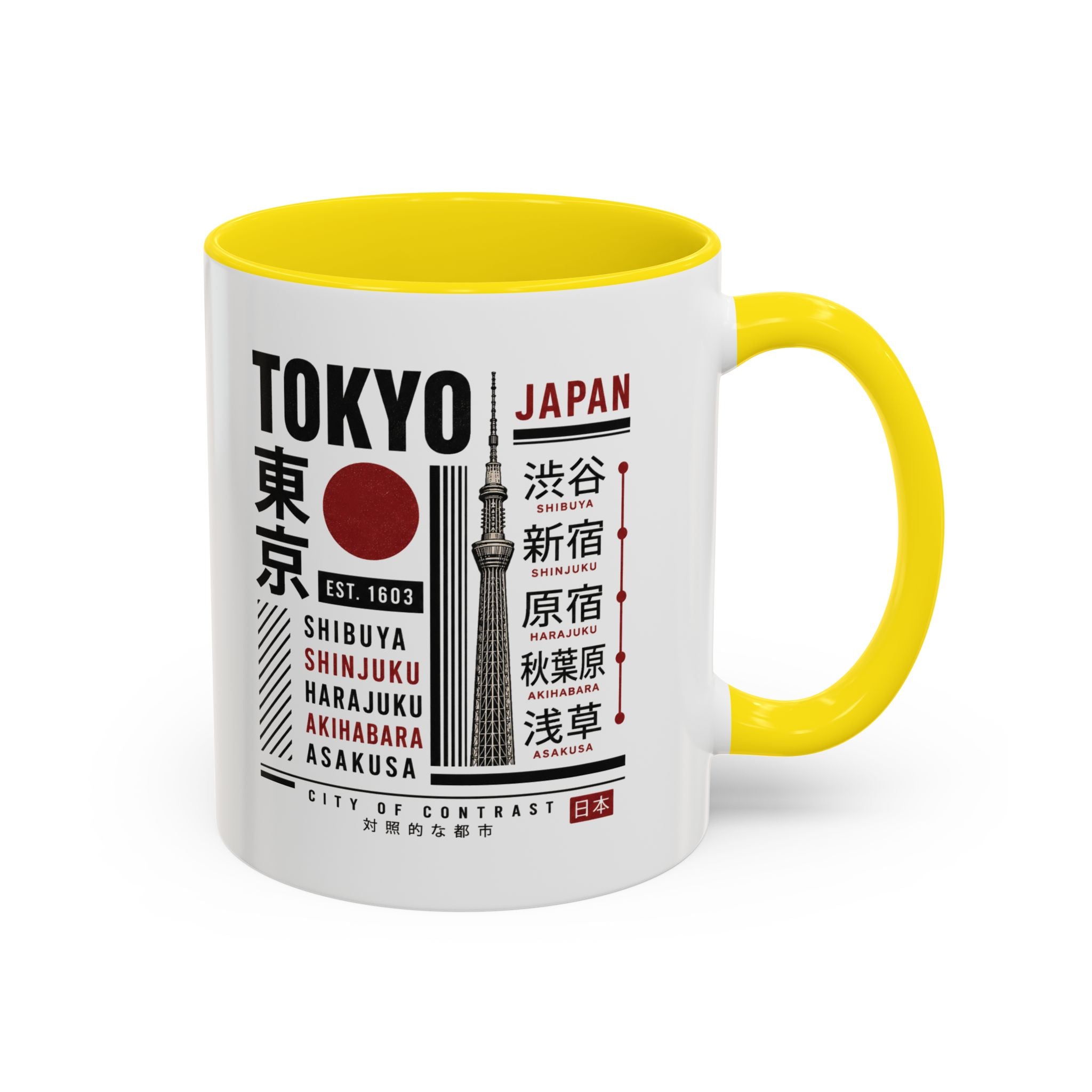 Tokyo Japan Accent Coffee Mug – Shibuya Shinjuku Harajuku Travel Souvenir (11/15oz)
