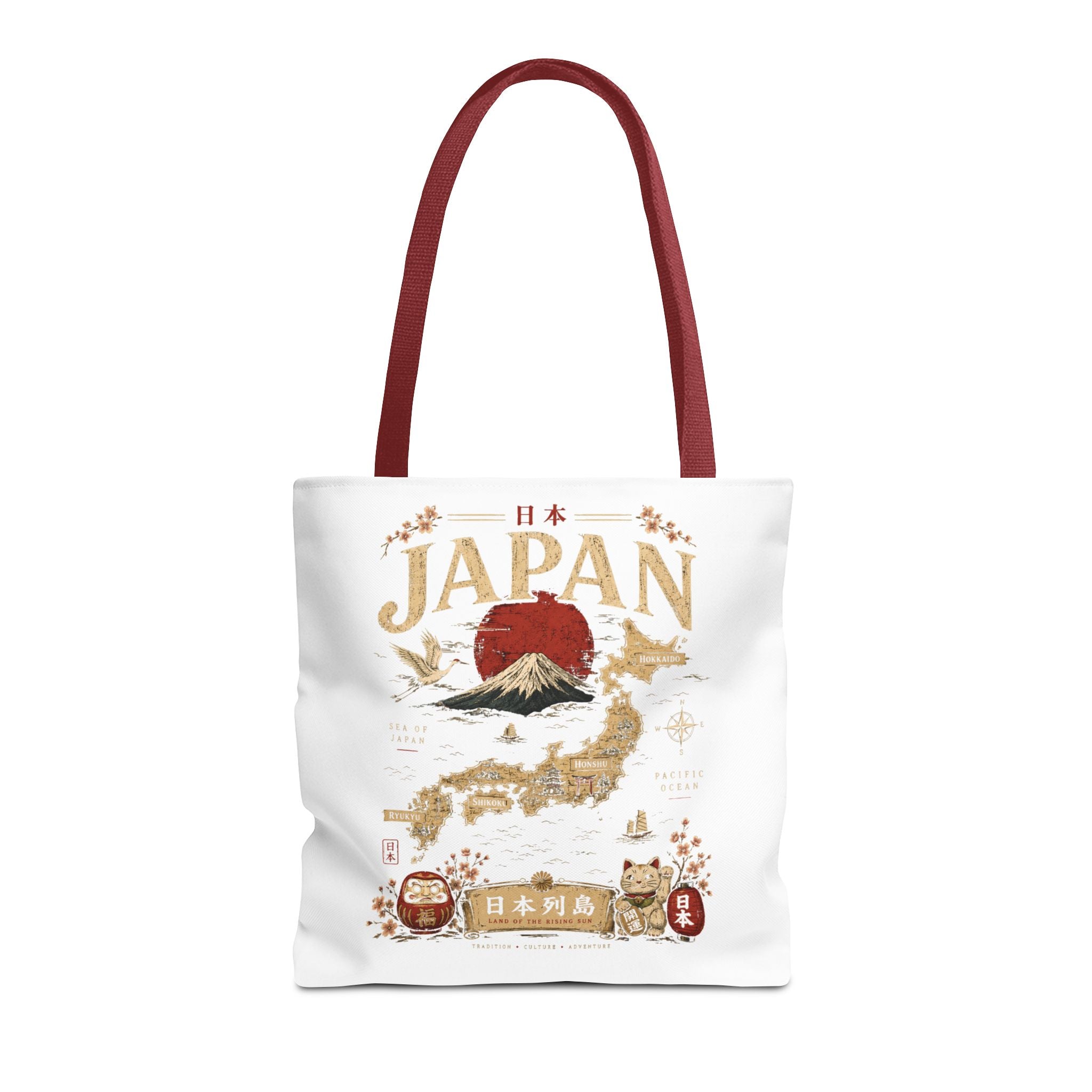 Japan Map Tote Bag – Mount Fuji & Rising Sun Travel Tote