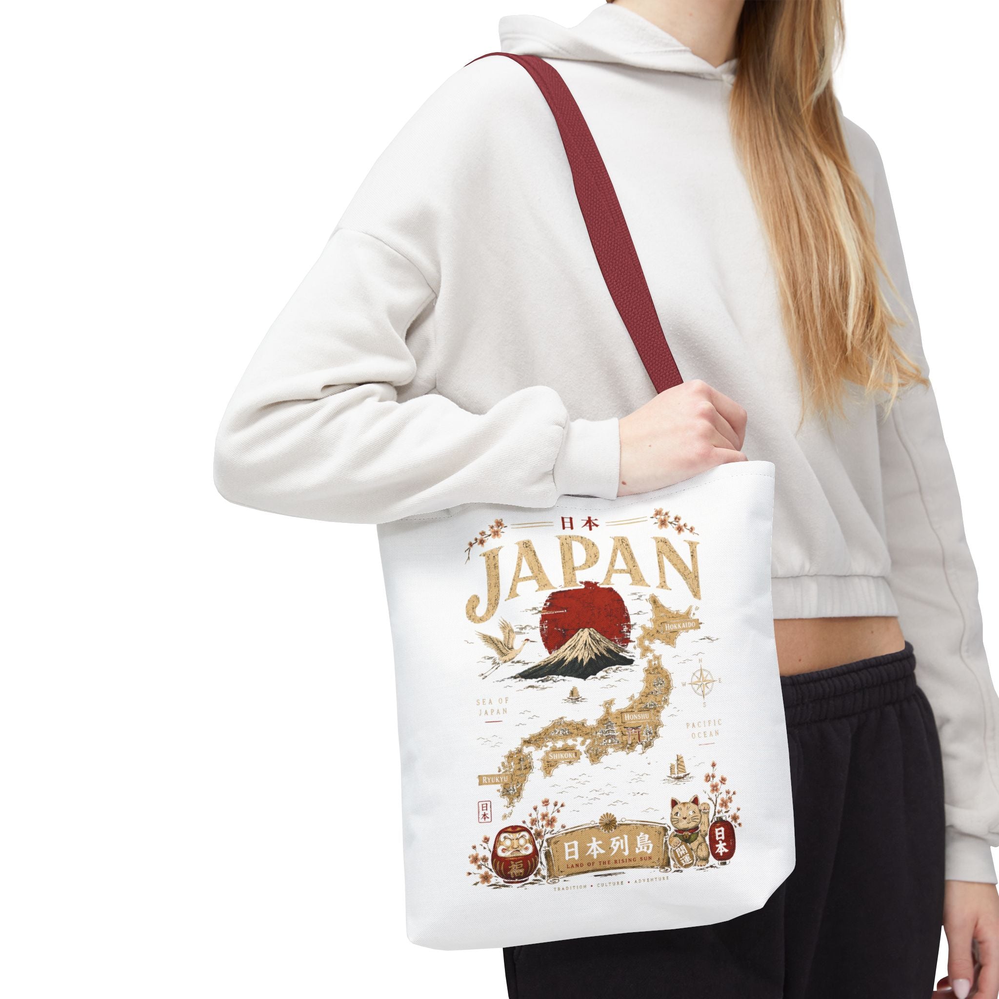 Japan Map Tote Bag – Mount Fuji & Rising Sun Travel Tote