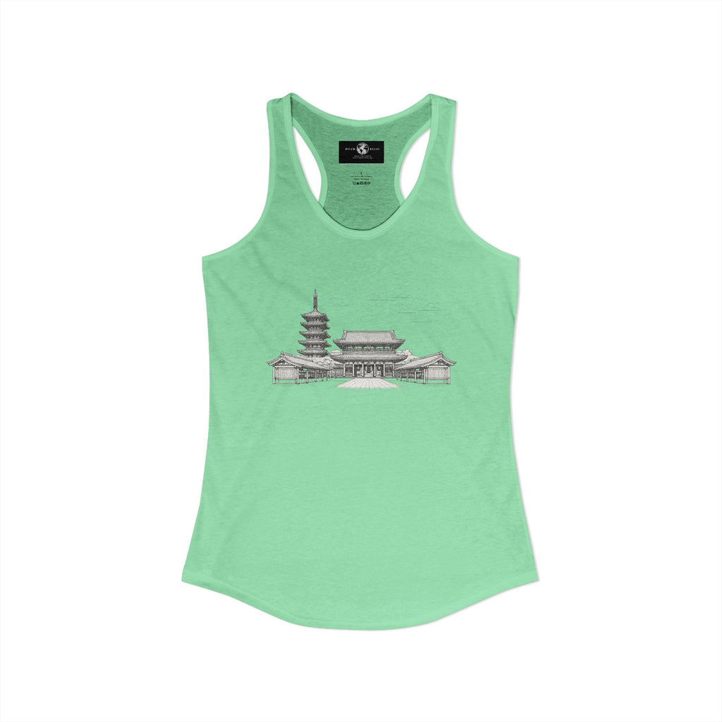 Asakusa Senso-ji Temple Racerback Tank — Minimal Outline Japan Travel Tee