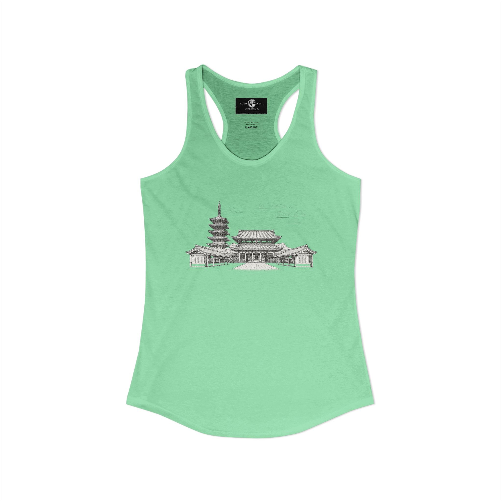 Asakusa Senso-ji Temple Racerback Tank — Minimal Outline Japan Travel Tee