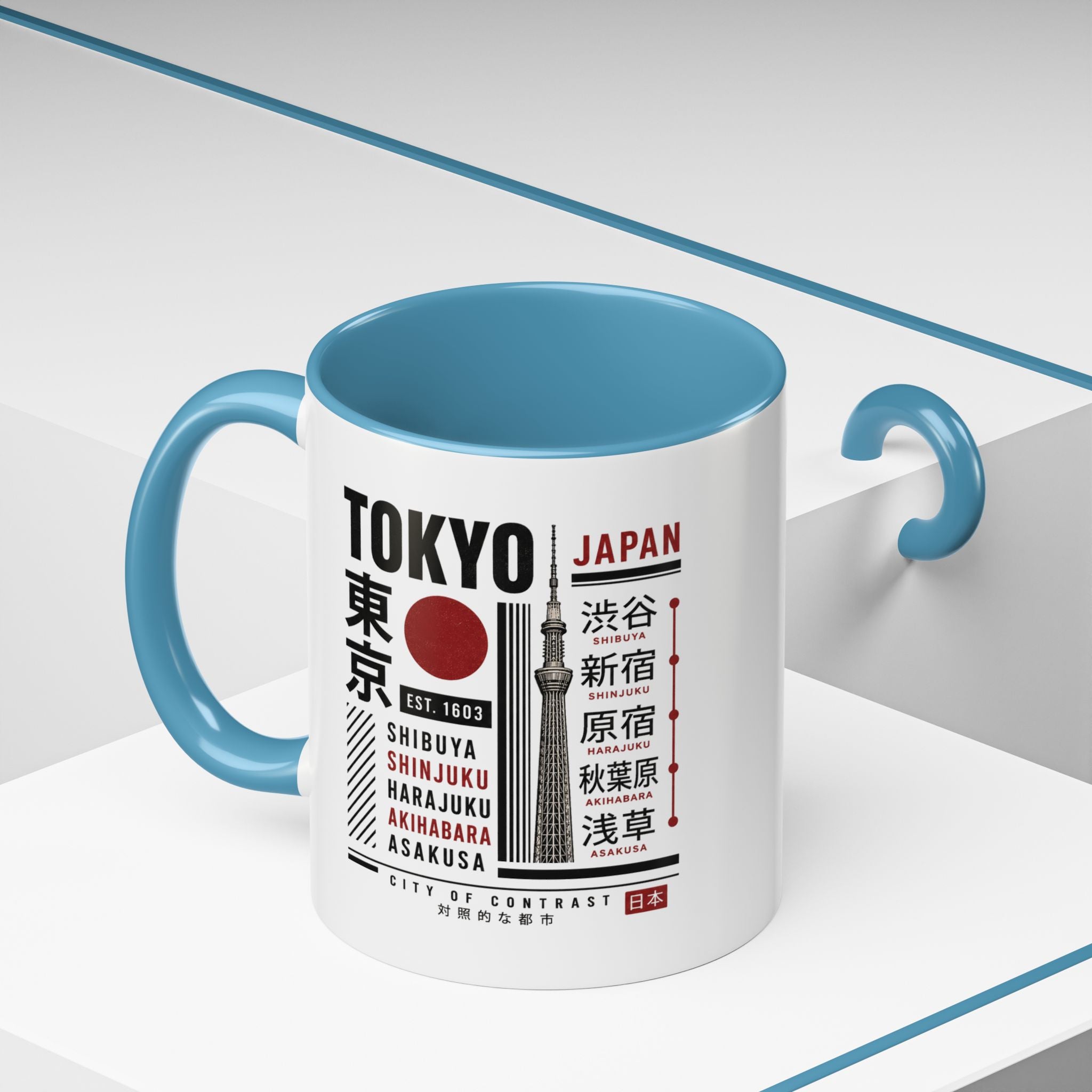 Tokyo Japan Accent Coffee Mug – Shibuya Shinjuku Harajuku Travel Souvenir (11/15oz)