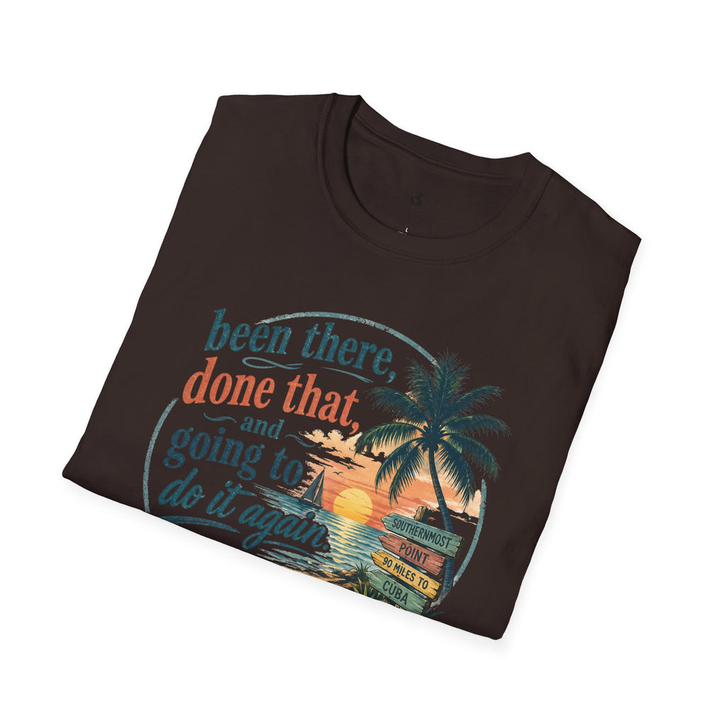 Key West Florida Vintage Sunset T-Shirt — "Been there, done that, and going to do it again" Travel Tee - Personalize with Custom Text