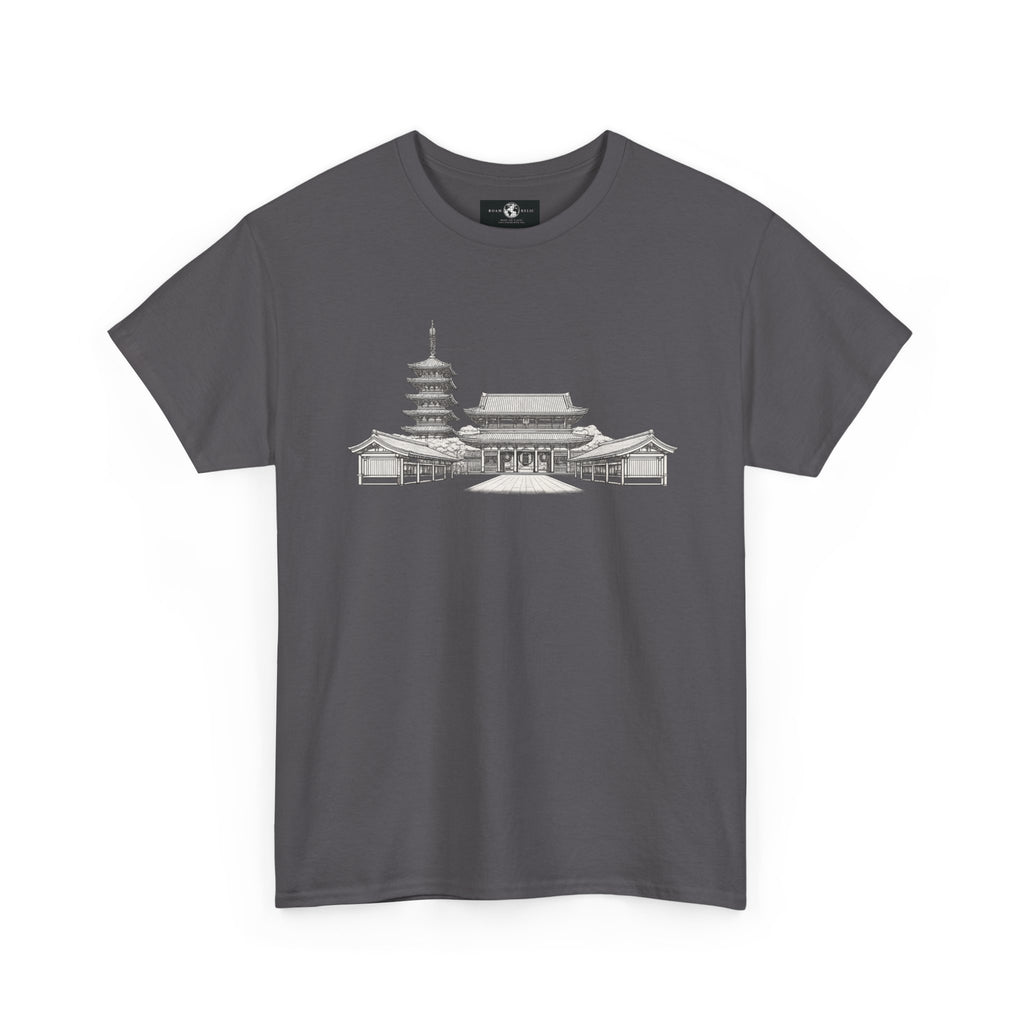 Senso‑ji Temple Outline Tee — Asakusa Japan Travel Graphic Shirt
