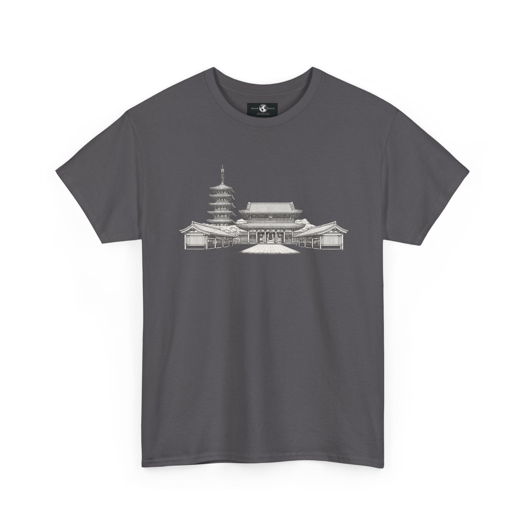 Senso‑ji Temple Outline Tee — Asakusa Japan Travel Graphic Shirt