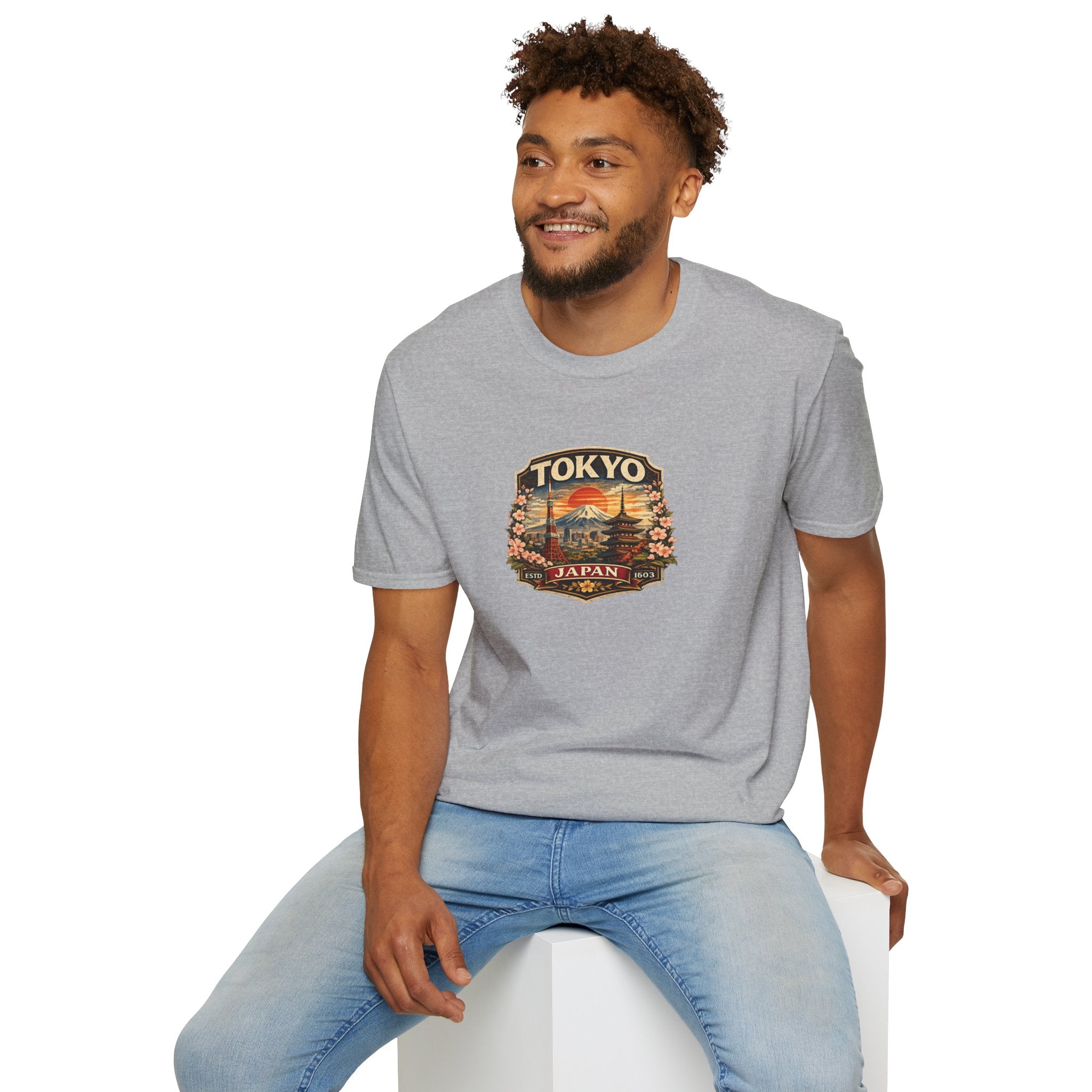 Tokyo Japan Vintage Badge T-Shirt — Mt. Fuji & Pagoda Travel Souvenir Tee