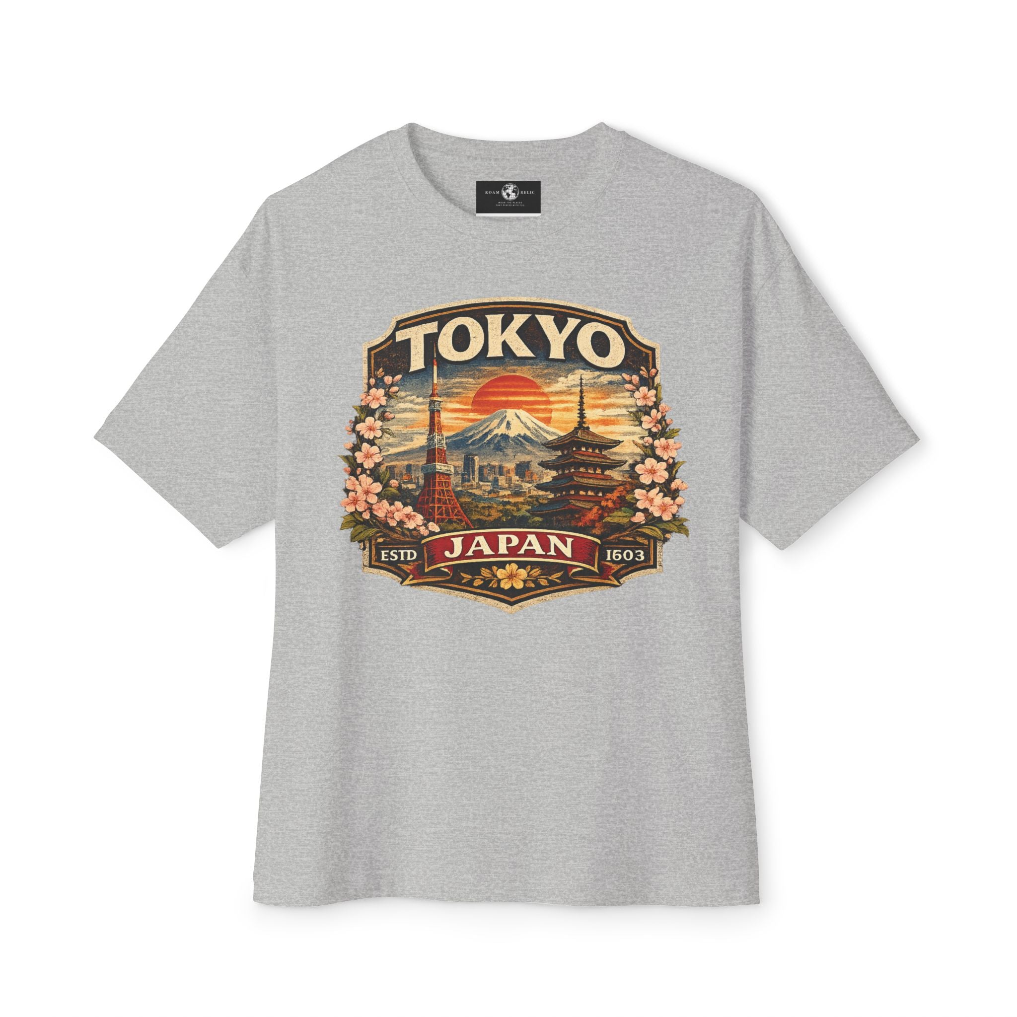 Tokyo Japan Vintage Badge Tee — Retro Mount Fuji & Sakura Graphic T-Shirt
