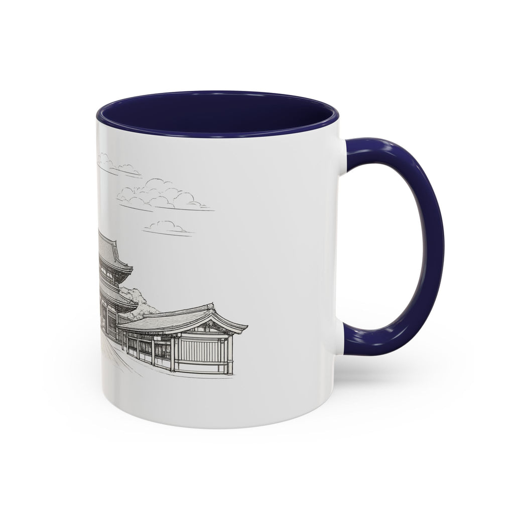 Senso-ji Temple Accent Coffee Mug — Asakusa Japan Minimal Outline Design (11/15oz)