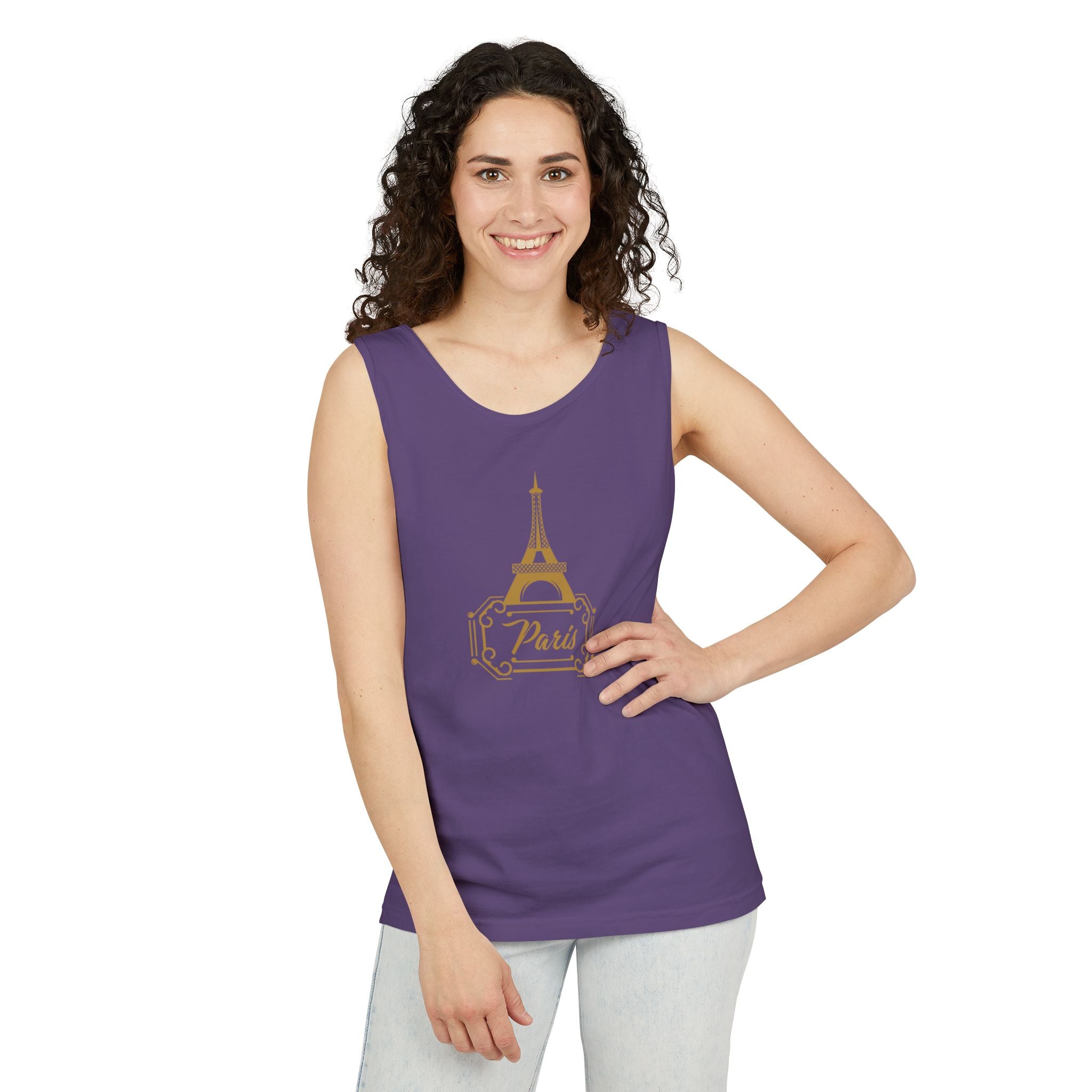 Paris Eiffel Tower Tank Top — Elegant Gold Paris Graphic