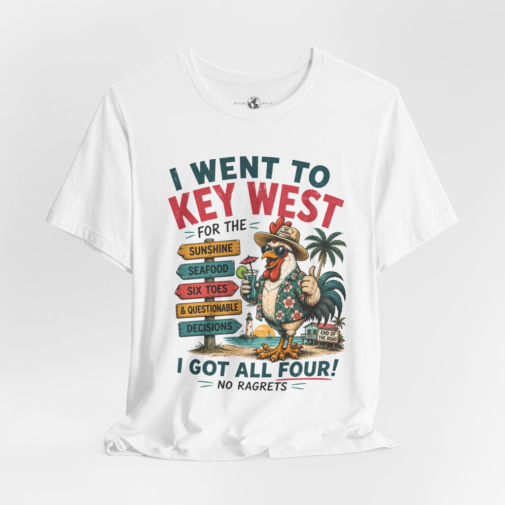 Key West Vacation T‑Shirt — “I Went to Key West for the Sunshine, Seafood, Six Toes & Questionable Decisions” - No Ragrets