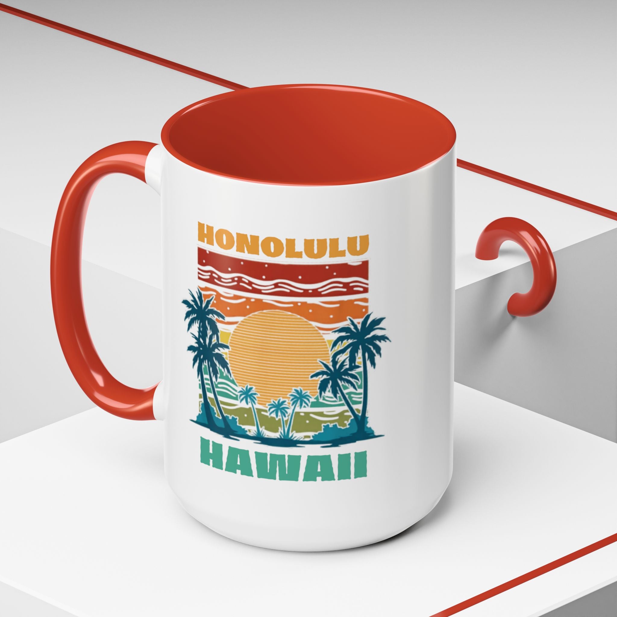 Honolulu Hawaii Vintage Sunset Coffee Mug (11/15oz)