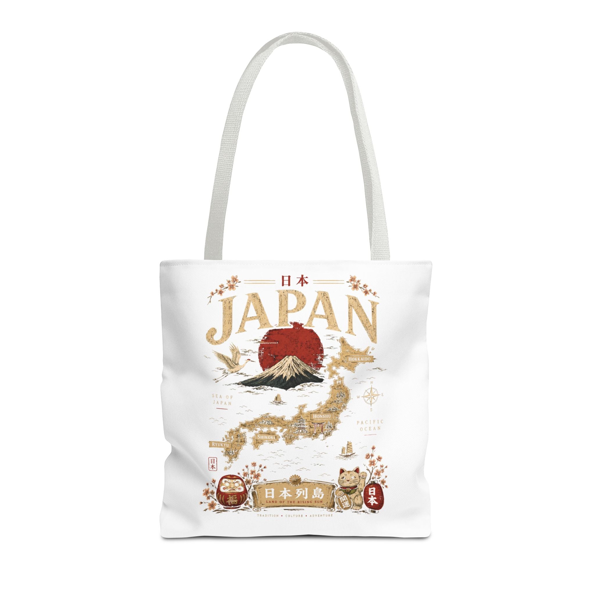 Japan Map Tote Bag – Mount Fuji & Rising Sun Travel Tote