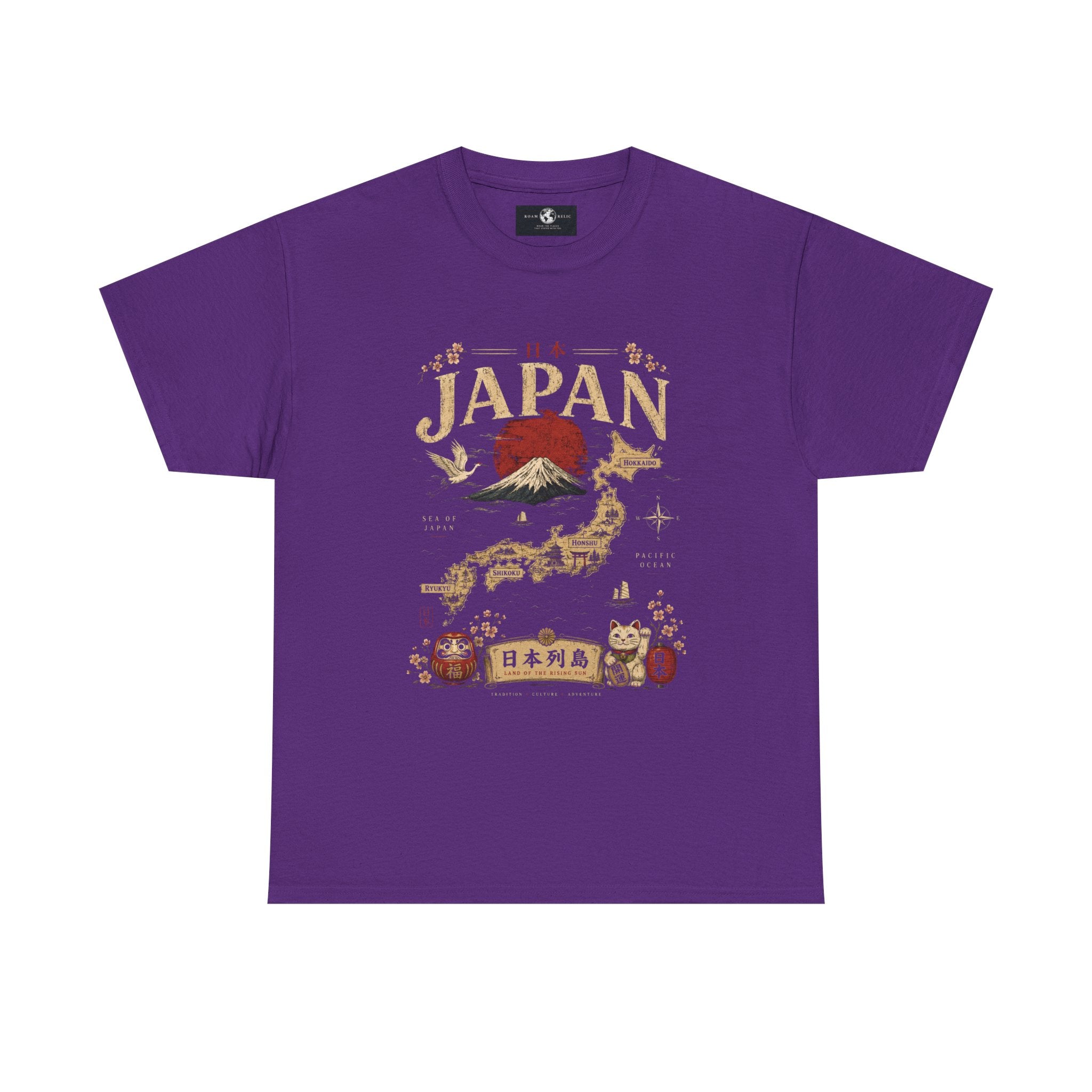 Japan Vintage Graphic Tee — Mount Fuji, Maneki-Neko & Kanji Travel Shirt