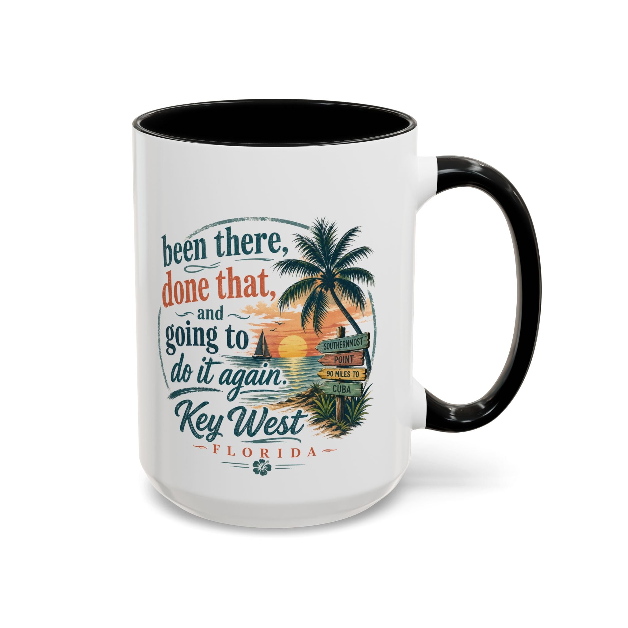 Key West Florida Coffee Mug — "Been There, Done That, Going to Do It Again" Tropical Travel Mug (11/15oz)
