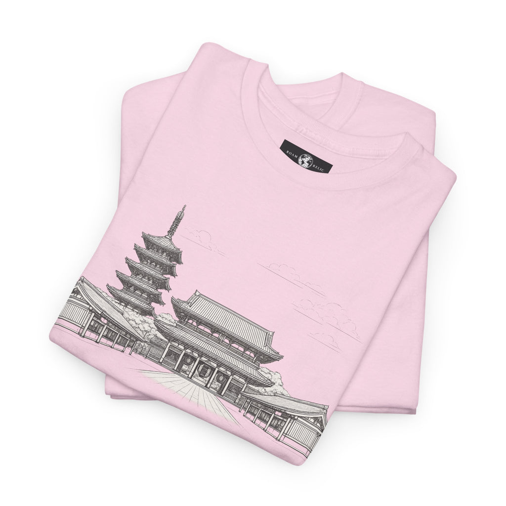 Senso‑ji Temple Outline Tee — Asakusa Japan Travel Graphic Shirt