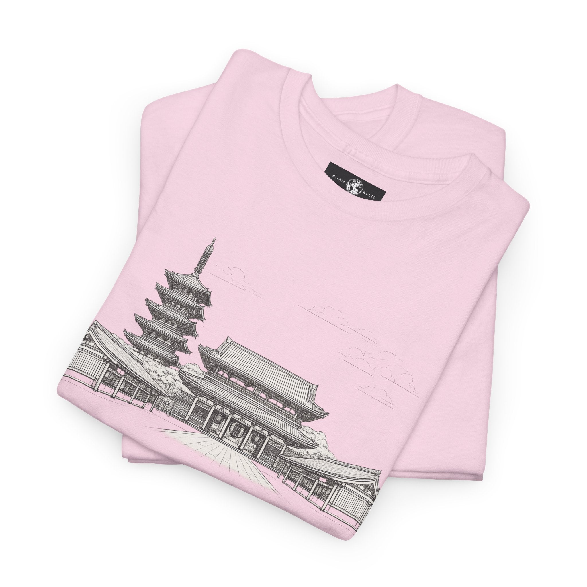 Senso‑ji Temple Outline Tee — Asakusa Japan Travel Graphic Shirt