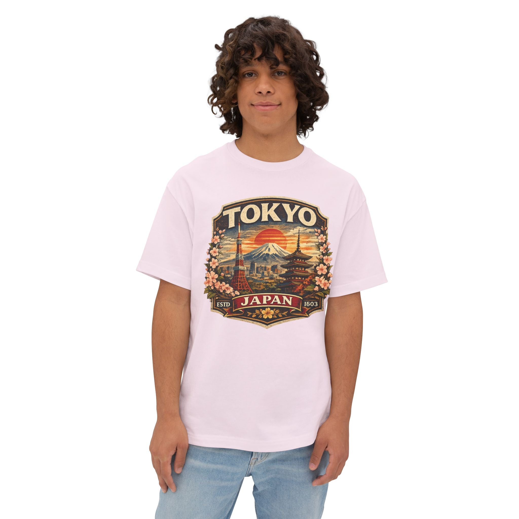 Tokyo Japan Vintage Badge Tee — Retro Mount Fuji & Sakura Graphic T-Shirt